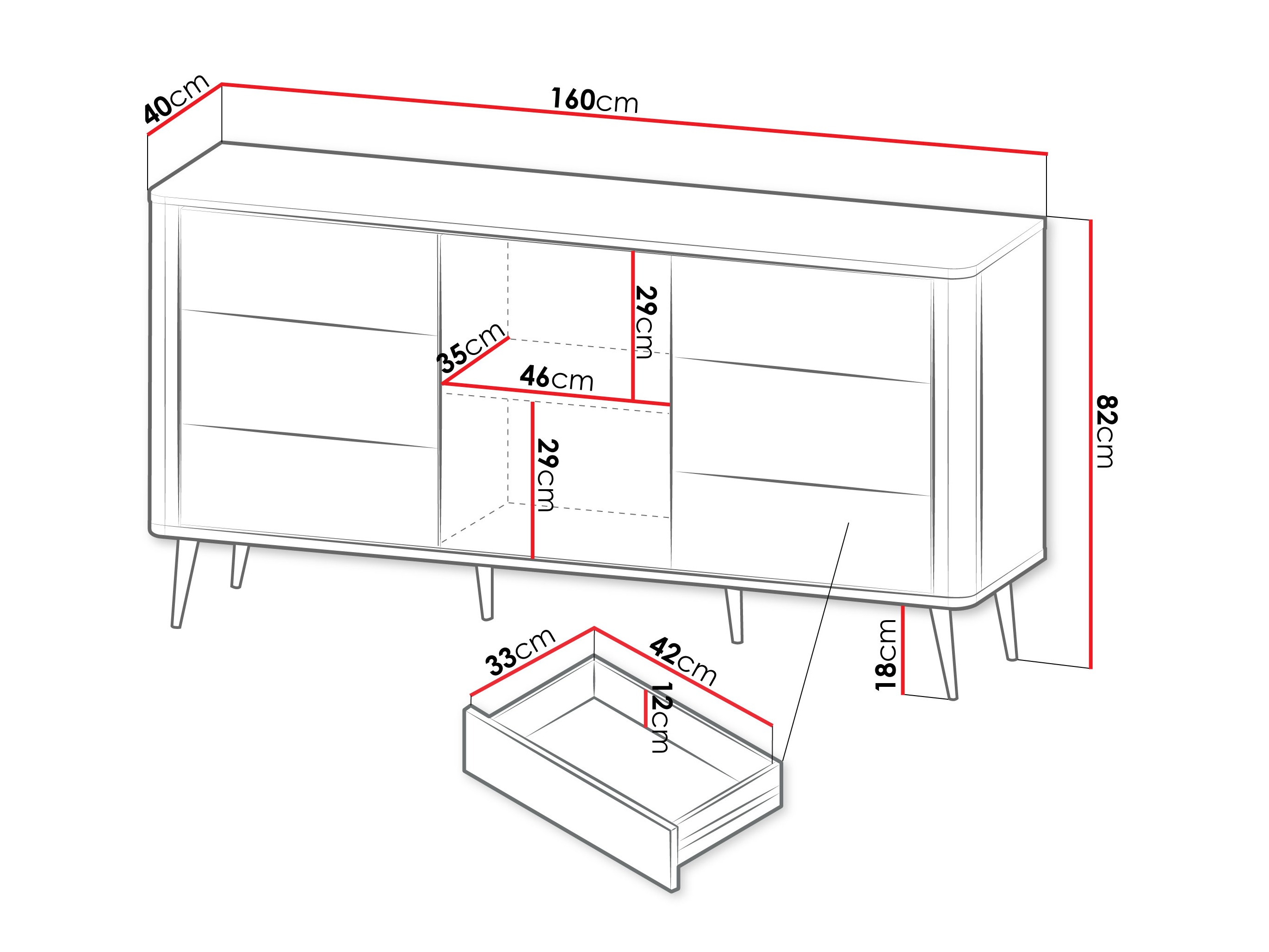 Komoda Lufela 107 (Kašmir + Sivi marmor)