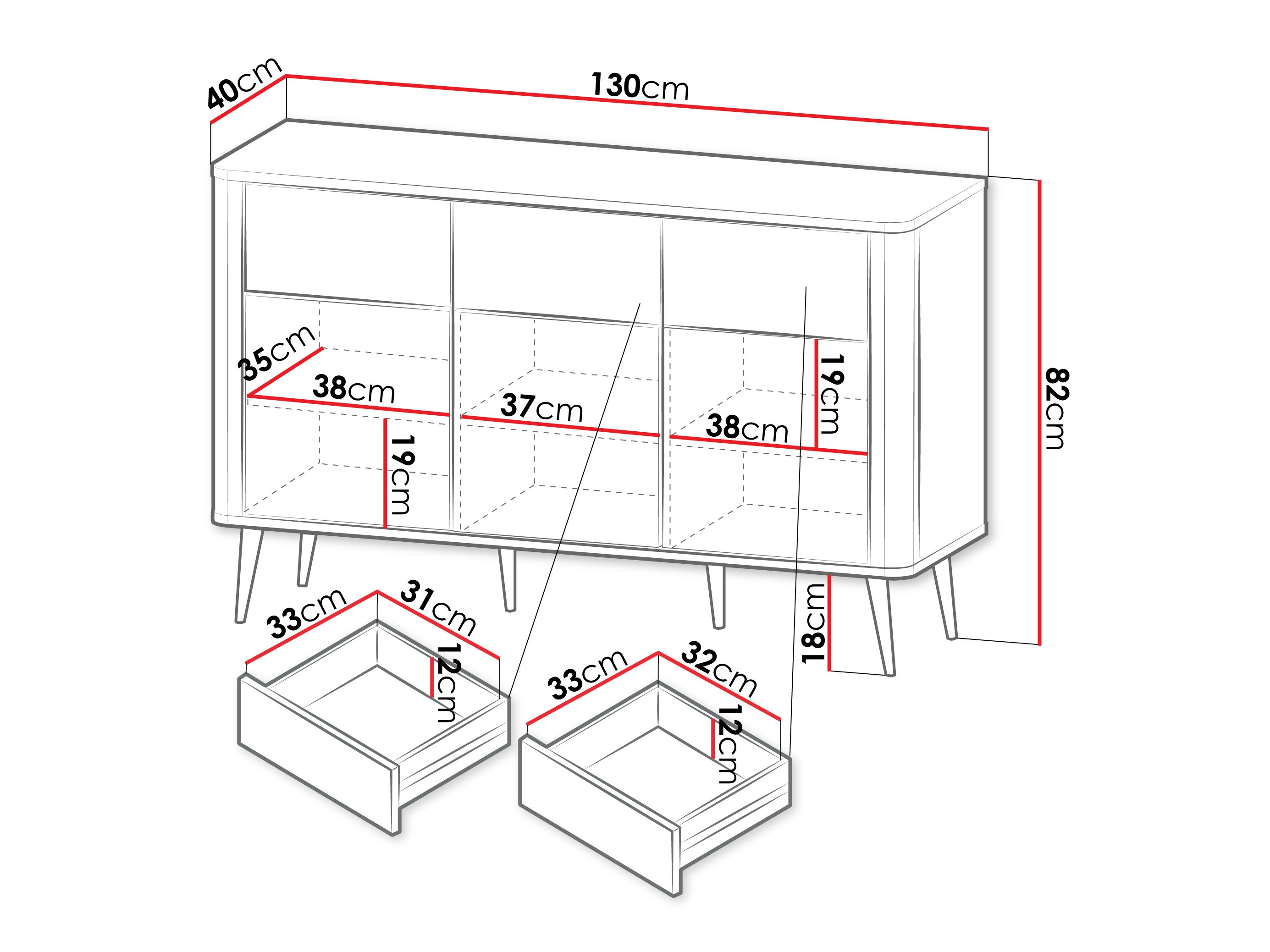 Komoda Lufela 109 (Kašmir + Sivi marmor)