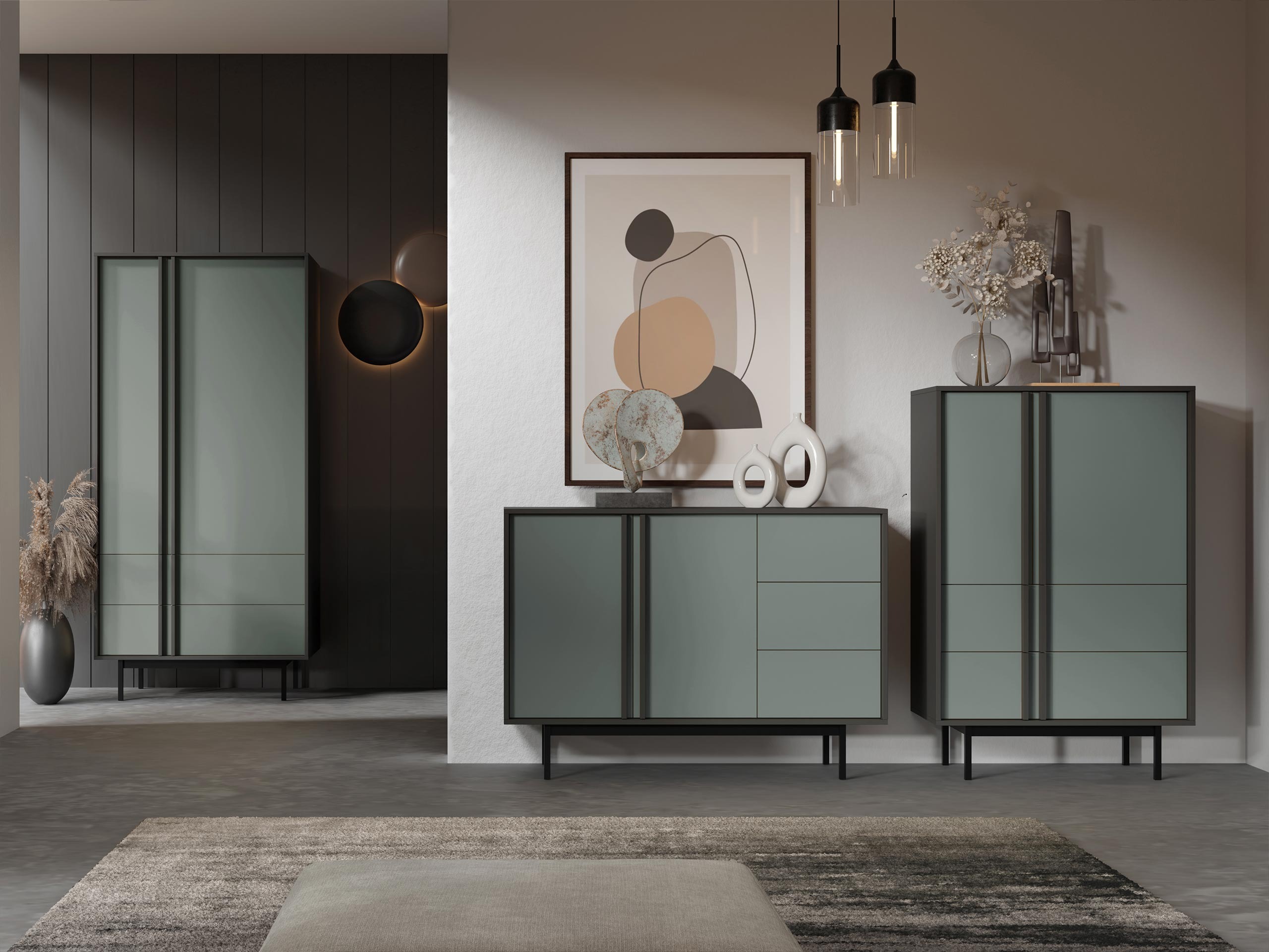 Komplet za dnevno sobo Levali 116 (Prašno zelena)