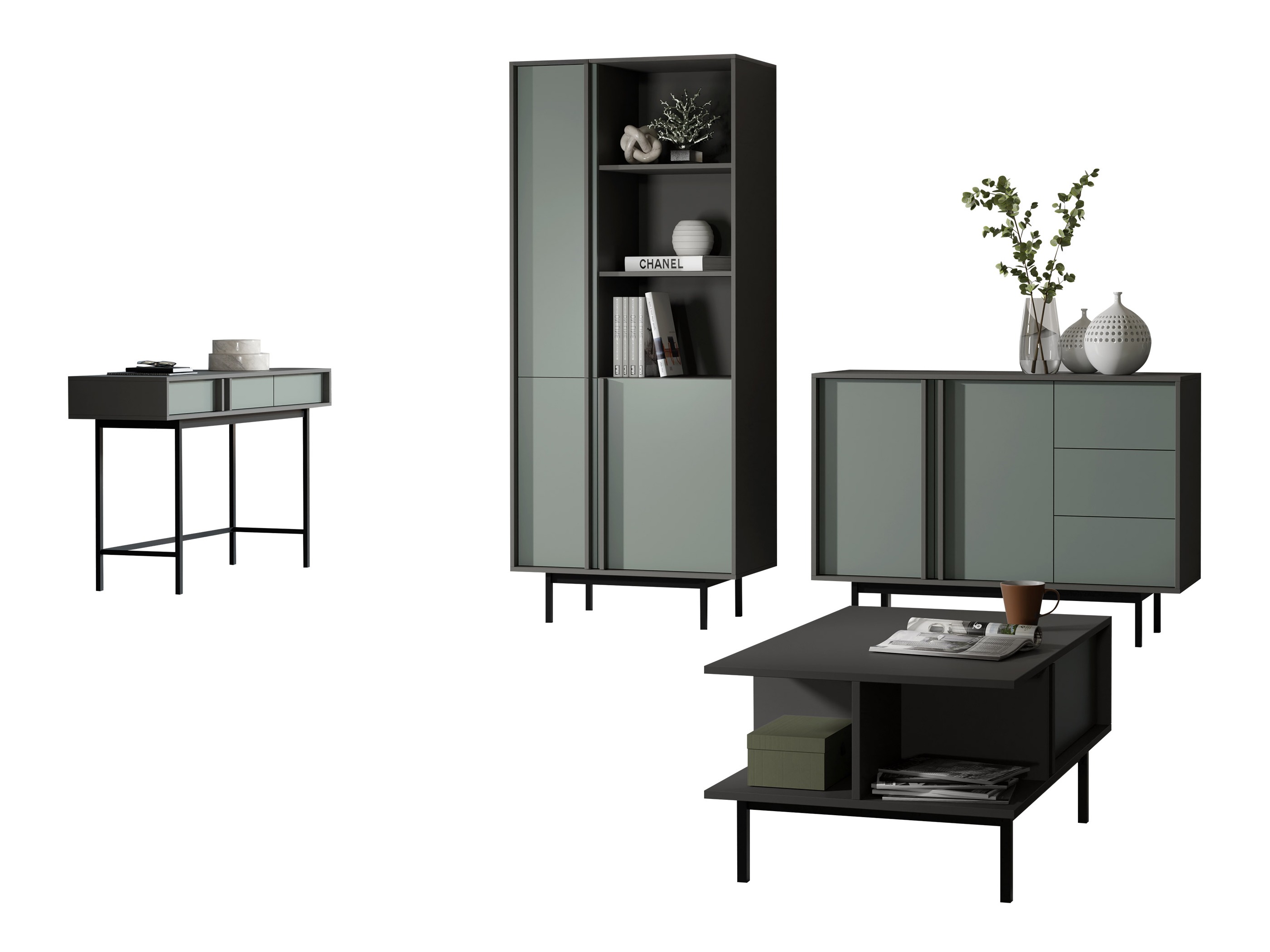 Komplet za dnevno sobo Levali 117 (Prašno zelena)