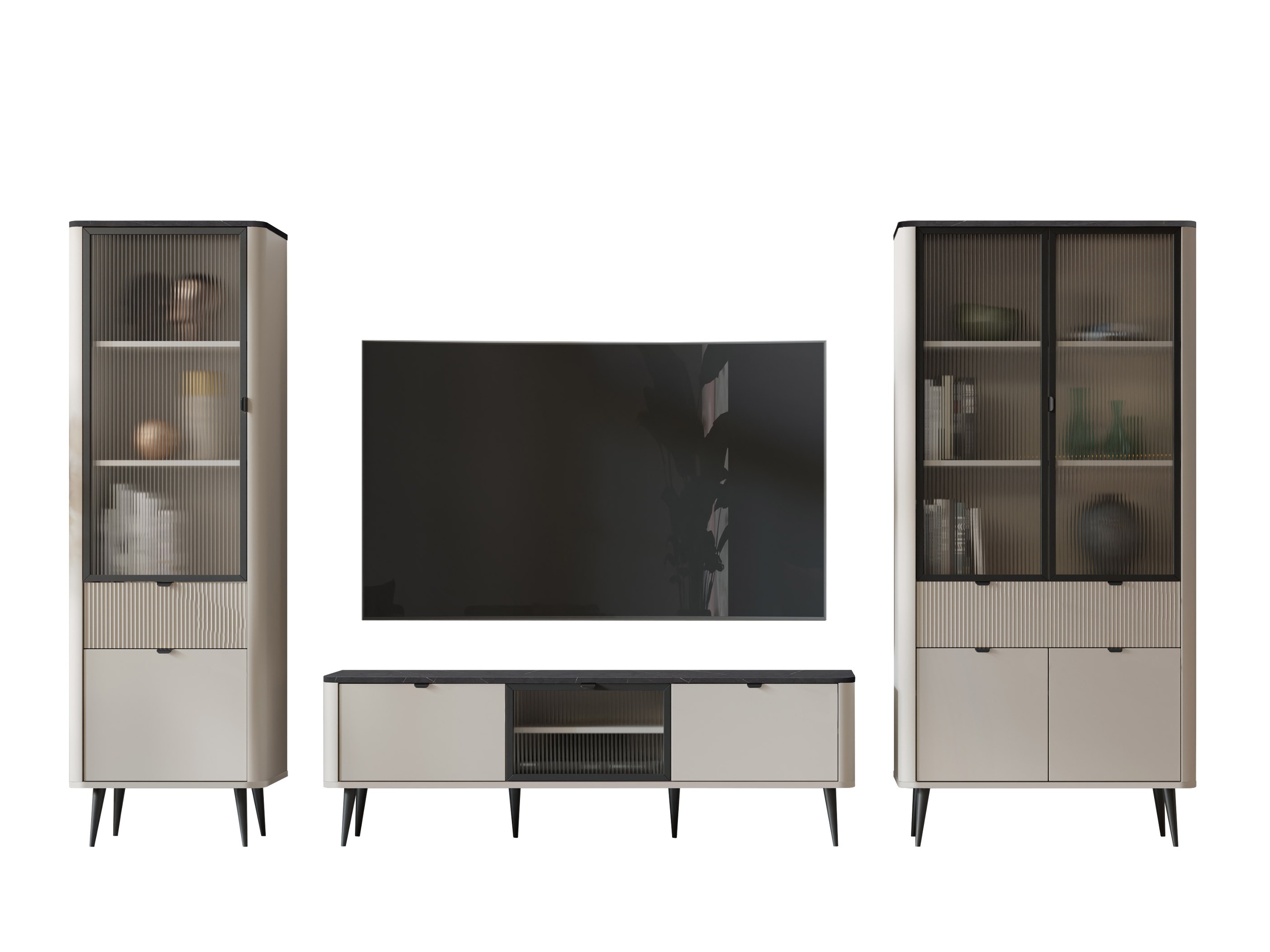 Komplet za dnevno sobo Lufela 121 (Kašmir + Sivi marmor)