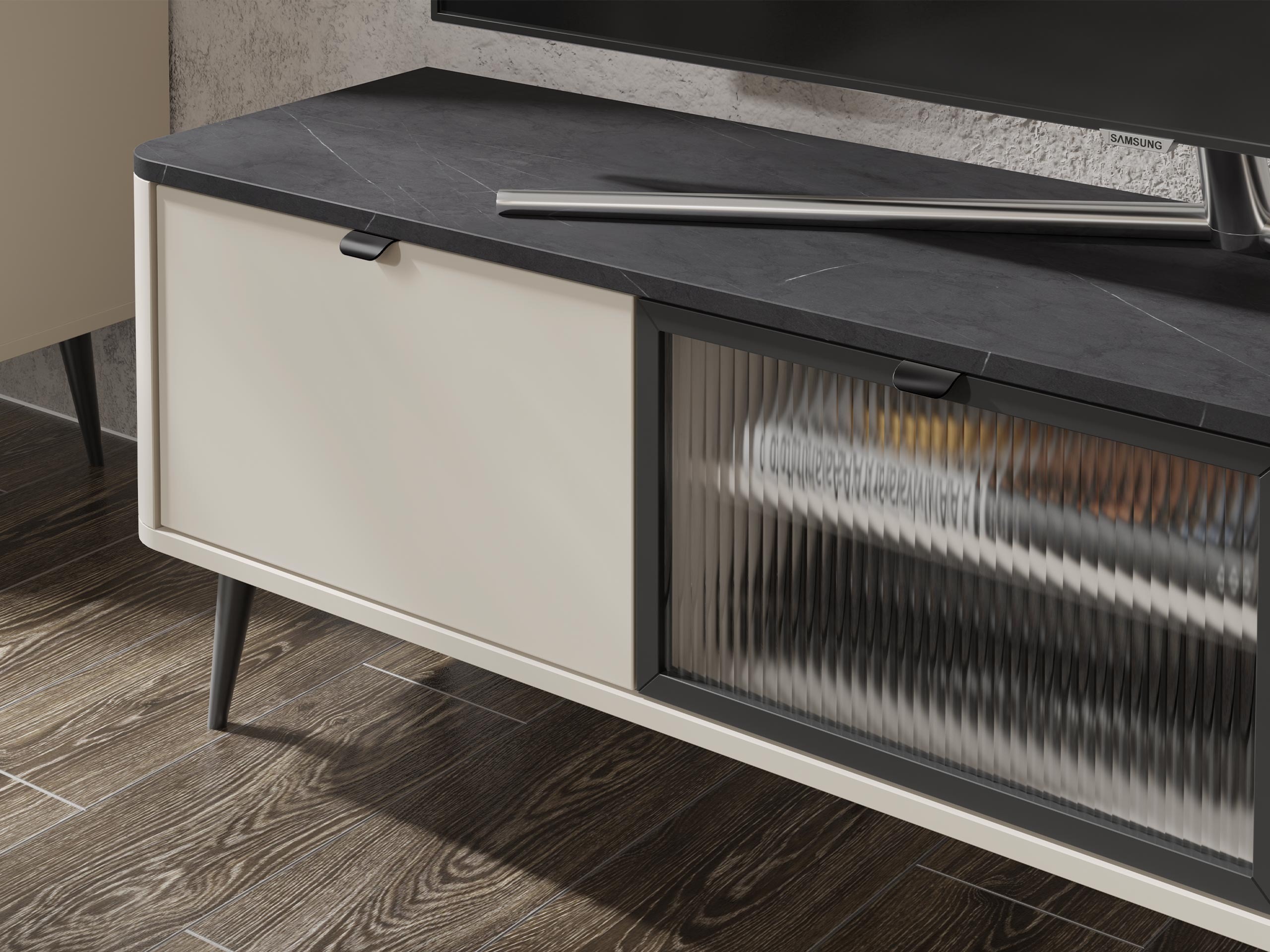 Komplet za dnevno sobo Lufela 121 (Kašmir + Sivi marmor)