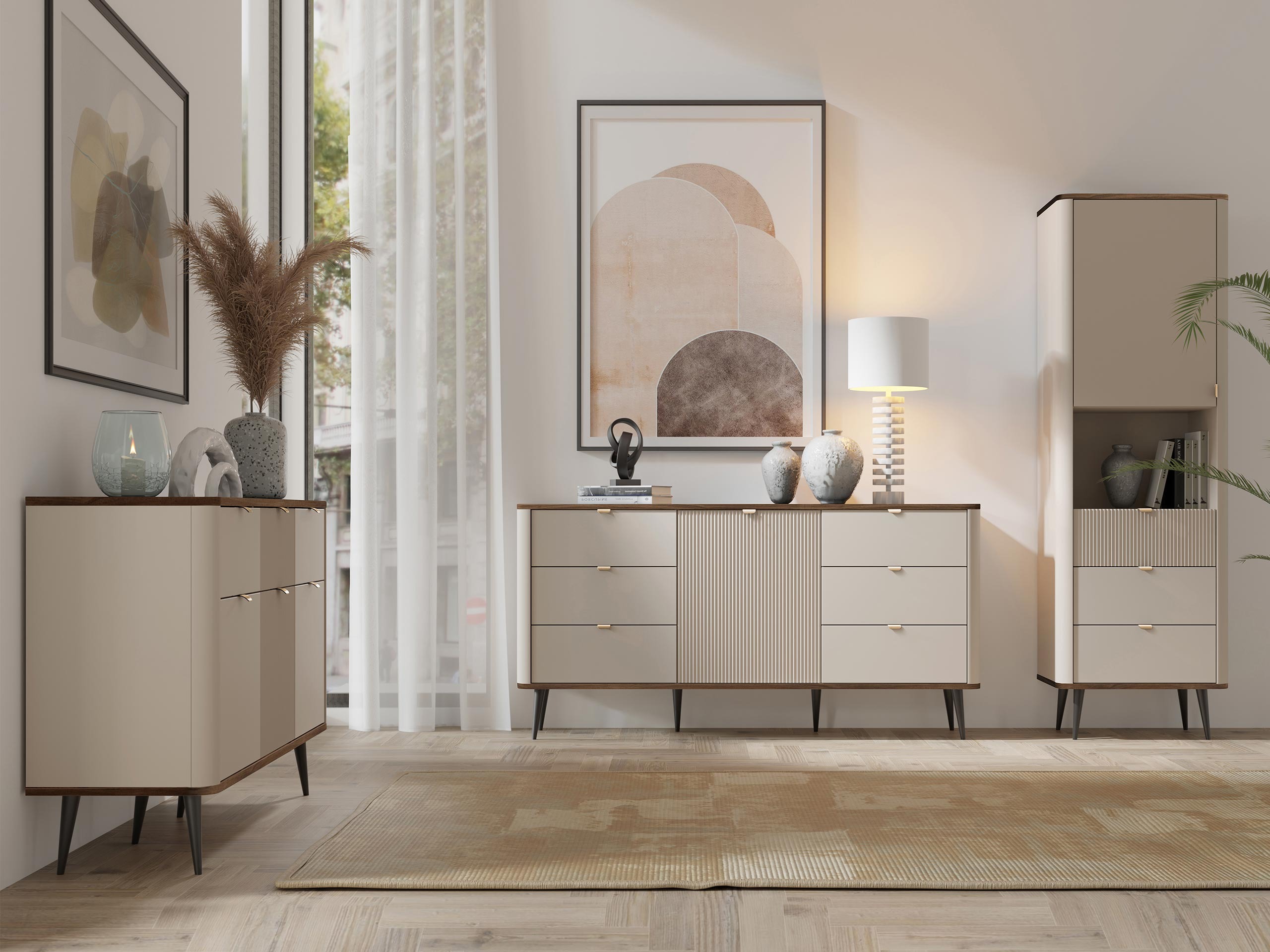 Komplet za dnevno sobo Lufela 122 (Kašmir + Oreh)