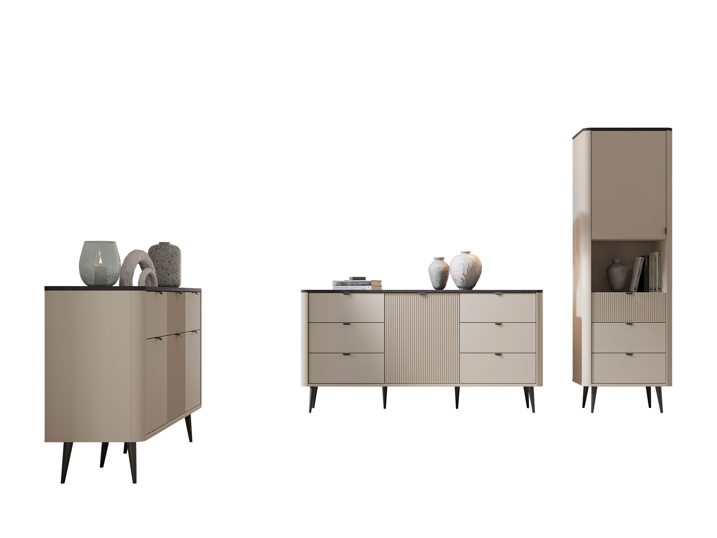 Komplet za dnevno sobo Lufela 122 (Kašmir + Sivi marmor)