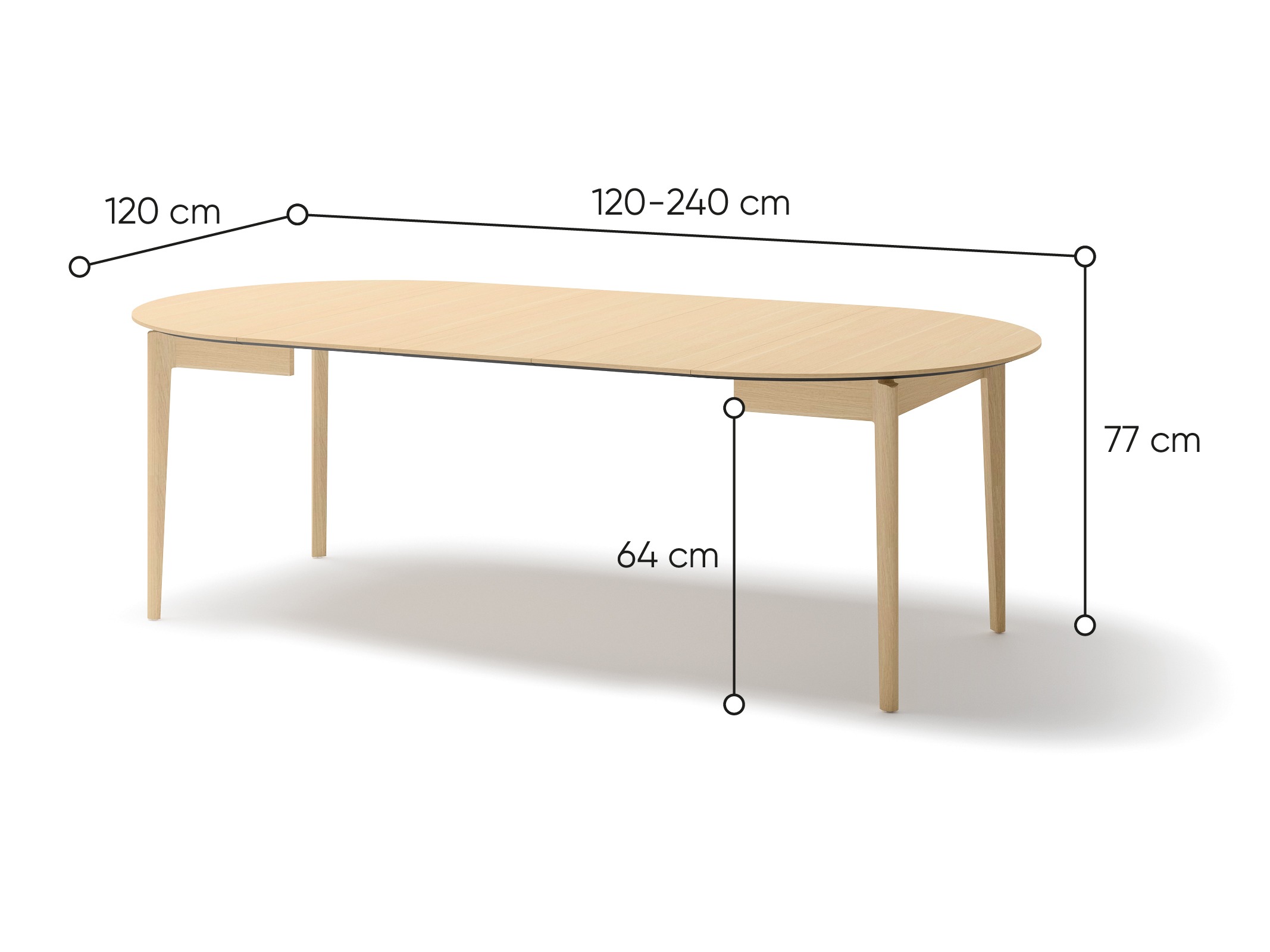 Miza Fresno 175 (Lahki hrast)