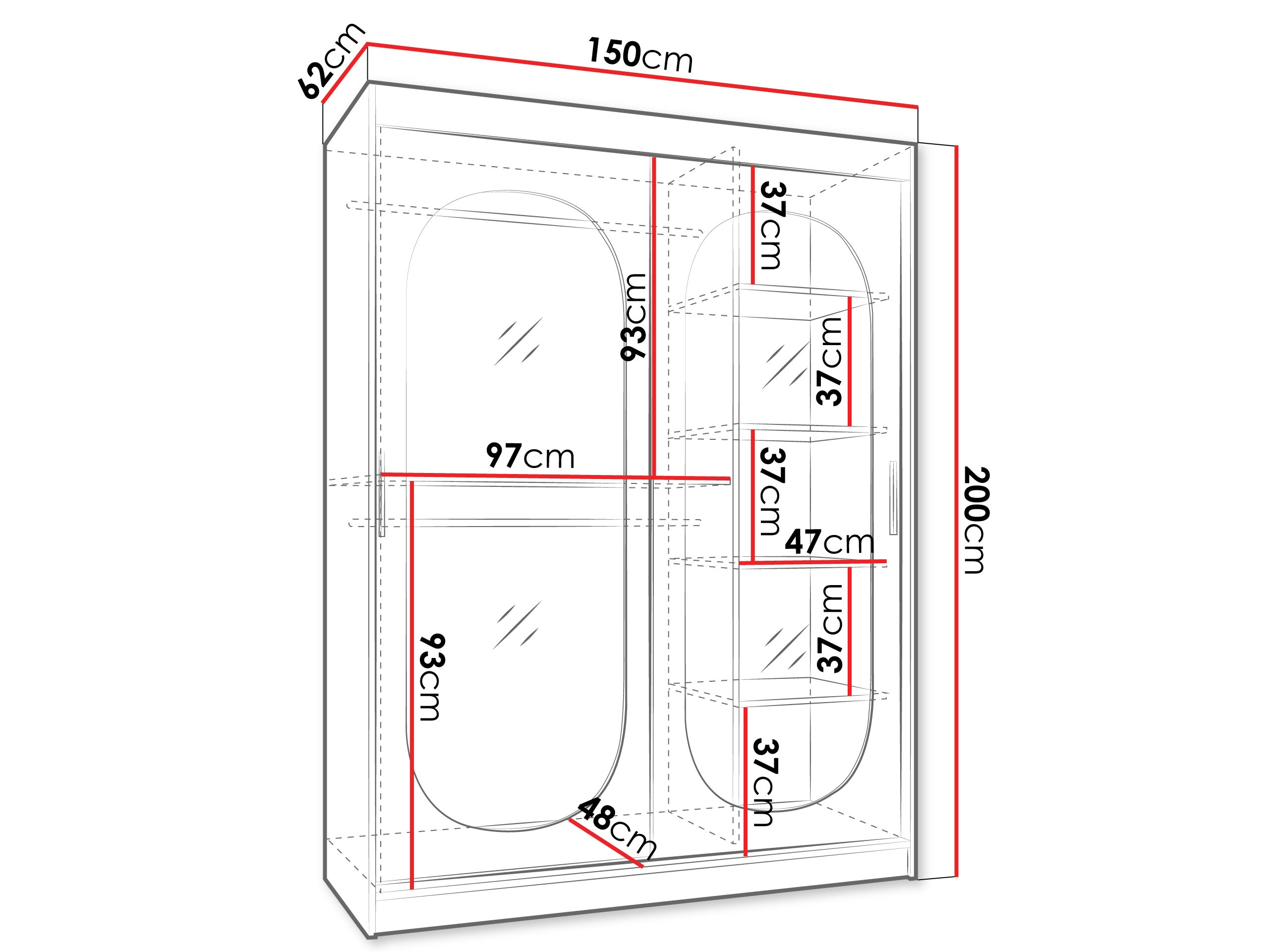 Garderobna omara Hartford 519 (Črna)