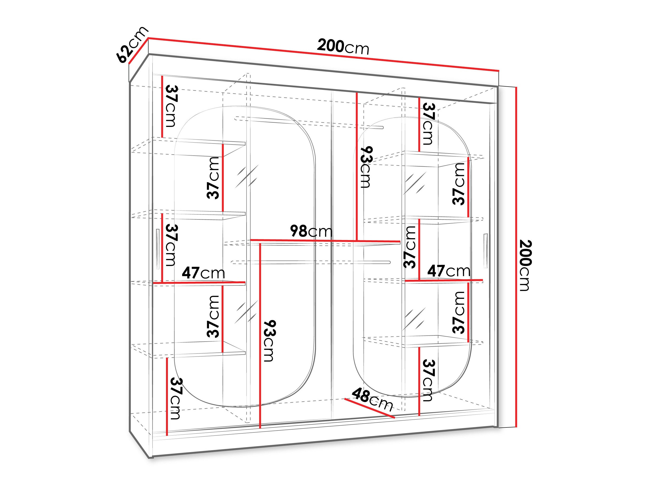 Garderobna omara Hartford 521 (Črna)