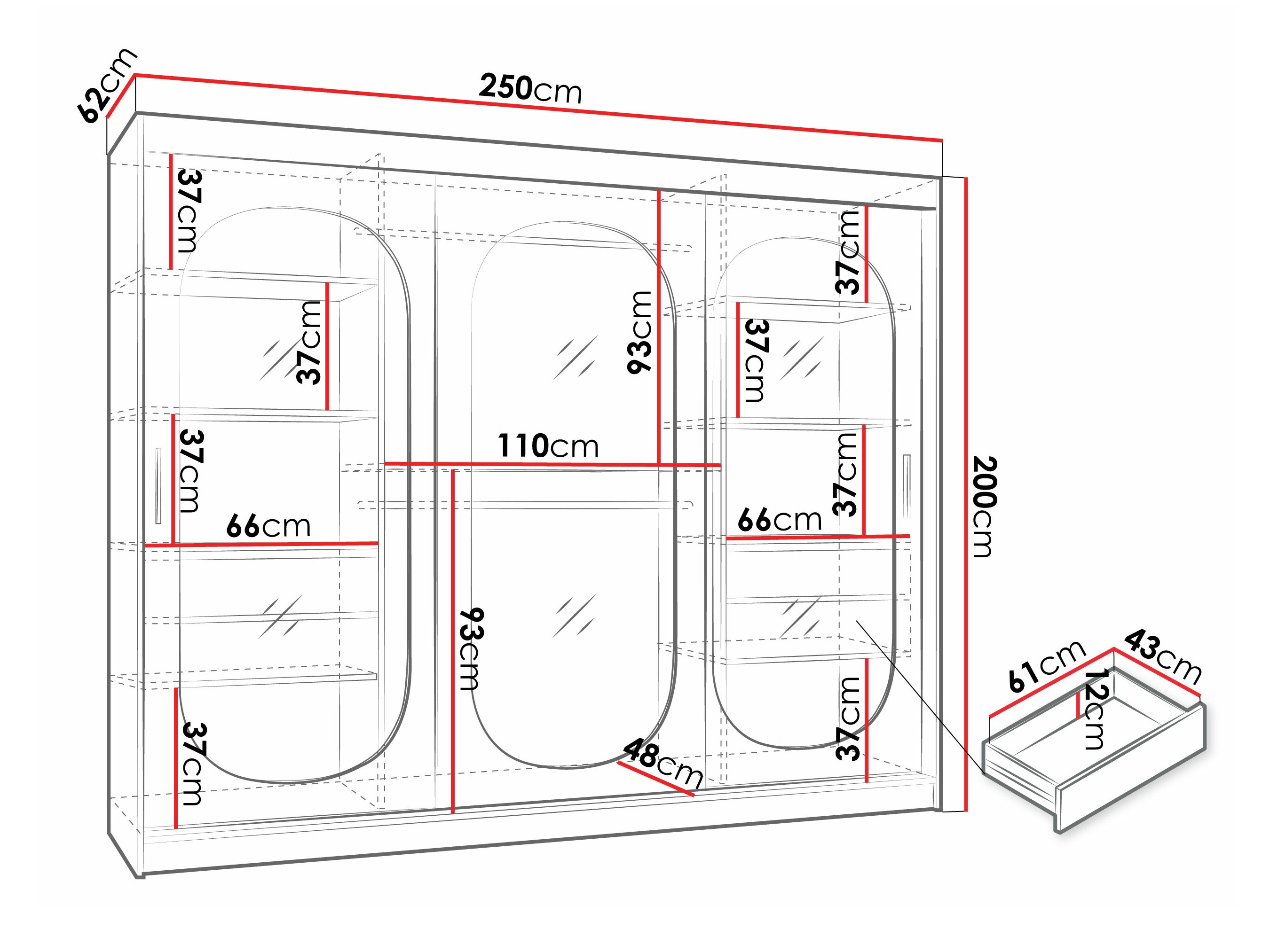 Garderobna omara Hartford 522 (Črna)