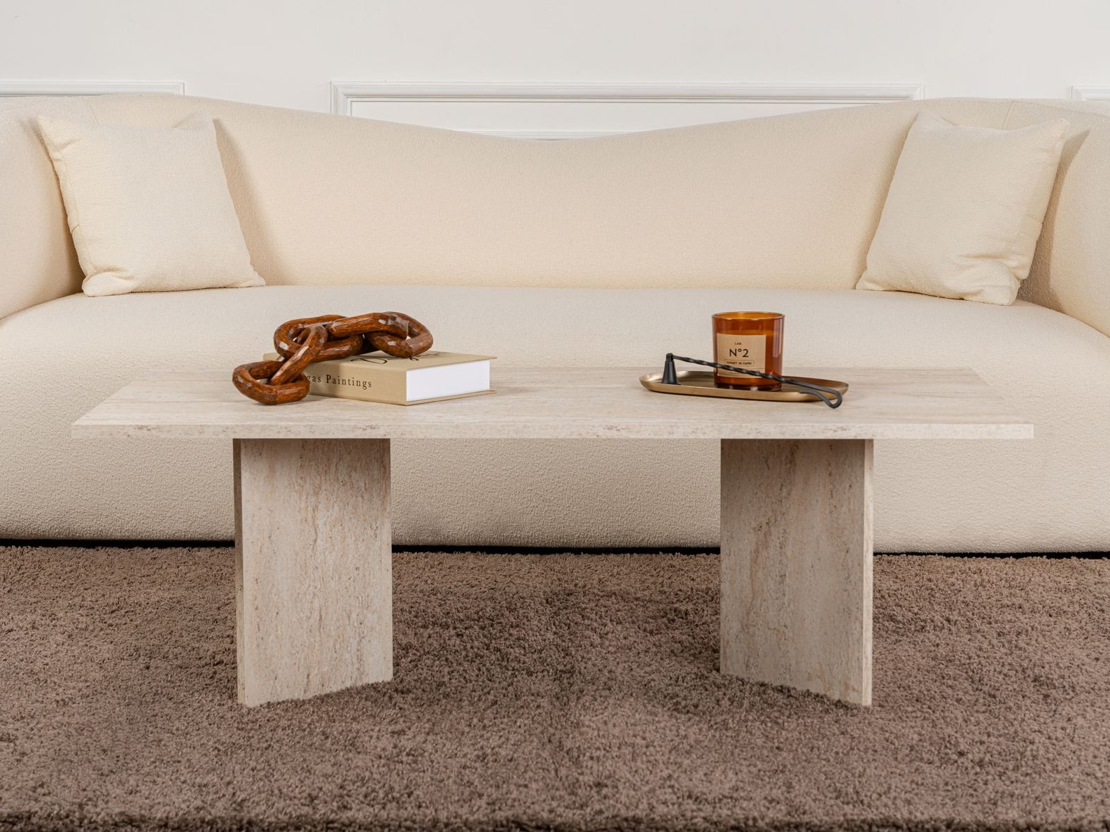 Klubska mizica Novato 132 (Svetel travertin)