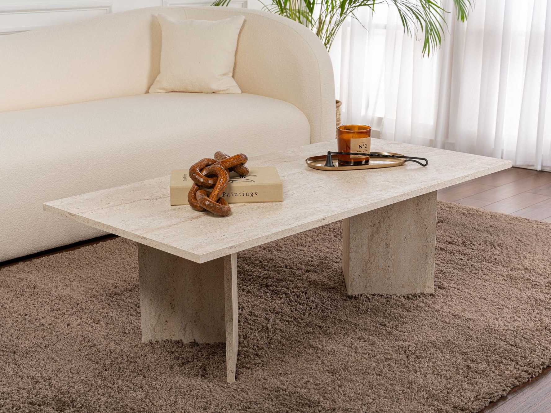 Klubska mizica Novato 132 (Svetel travertin)