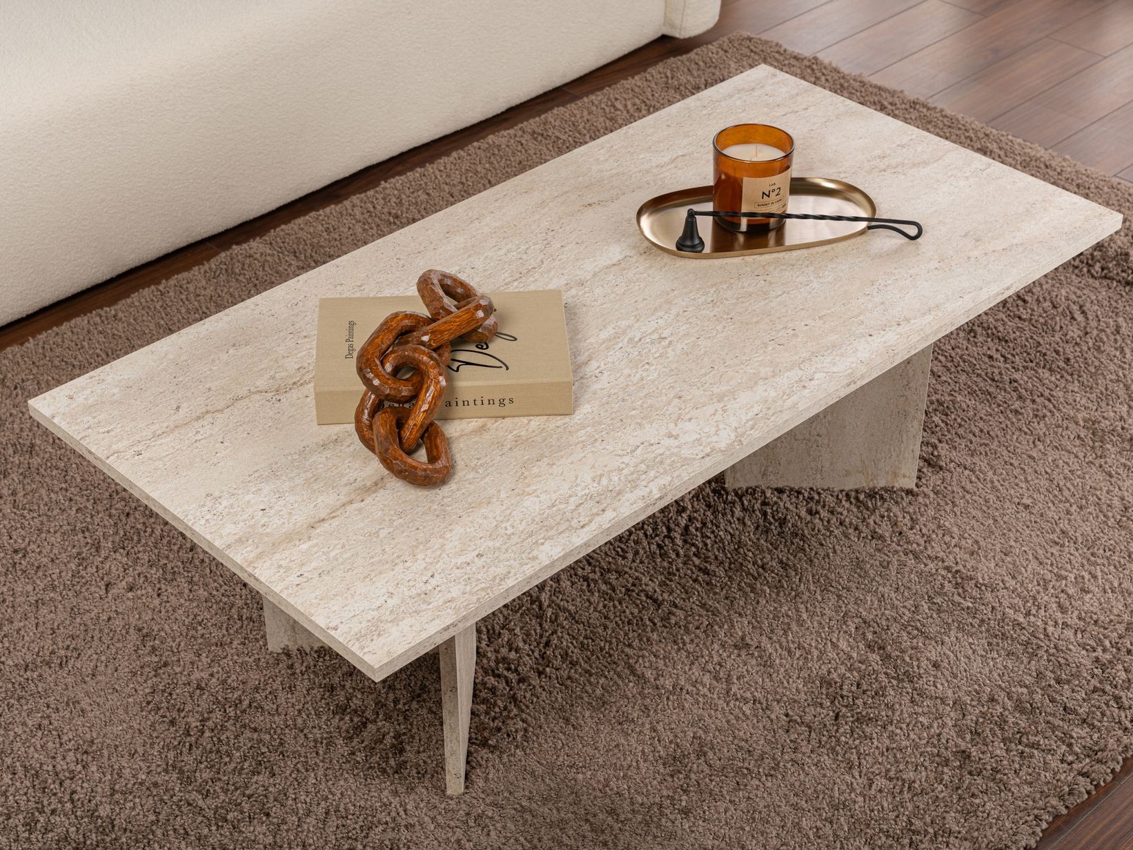 Klubska mizica Novato 132 (Svetel travertin)