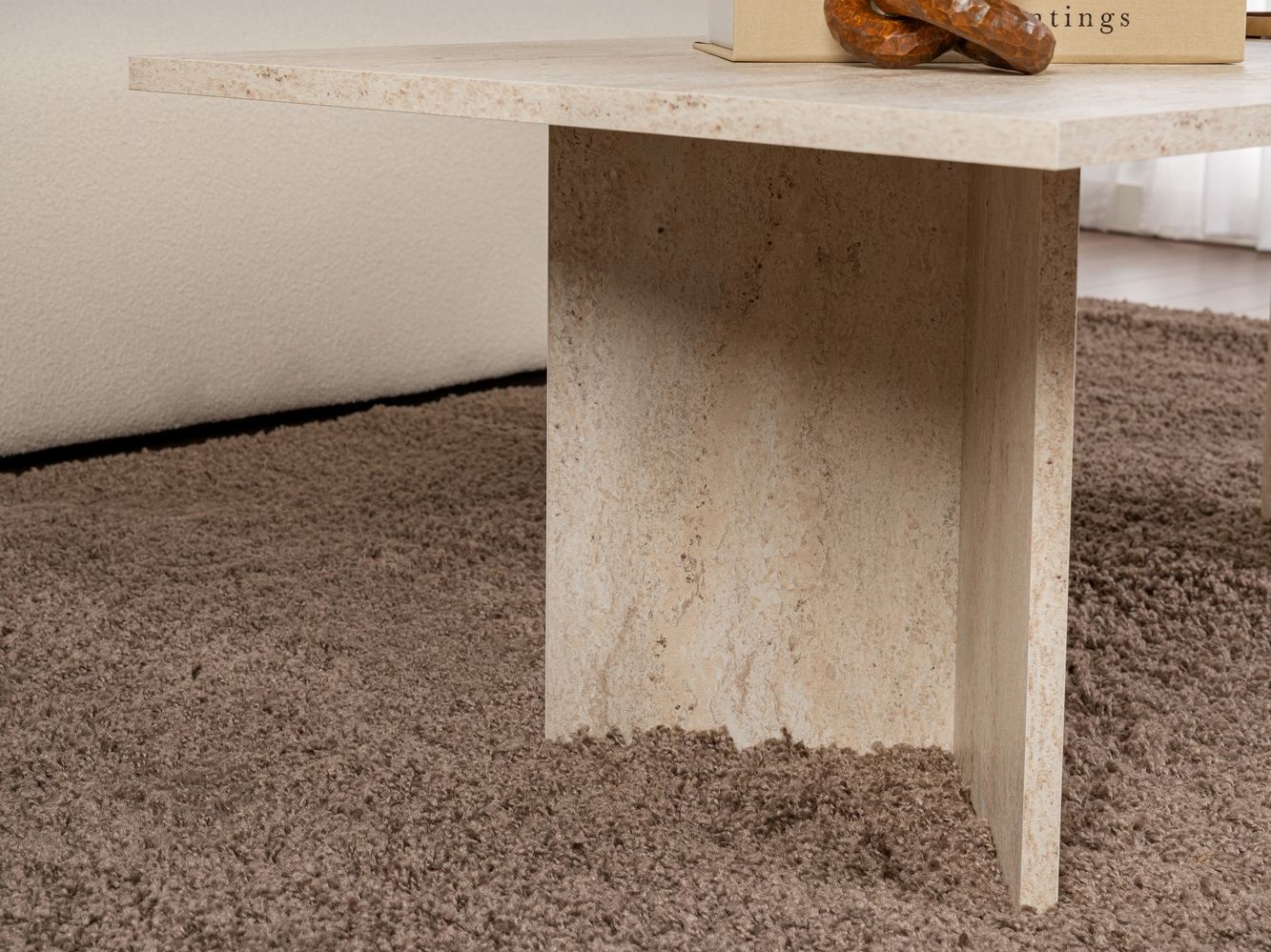 Klubska mizica Novato 132 (Svetel travertin)