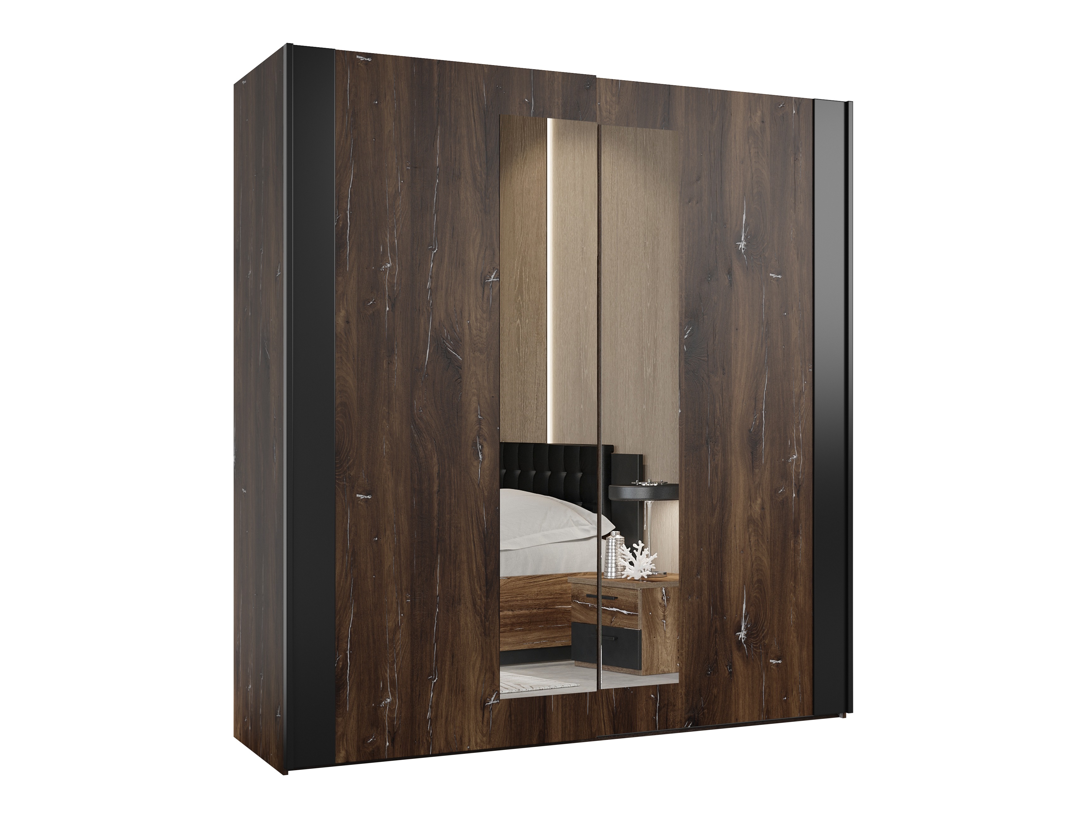 Garderobna omara Felelie 100 (Temen Flagstaf hrast + Srebrna)