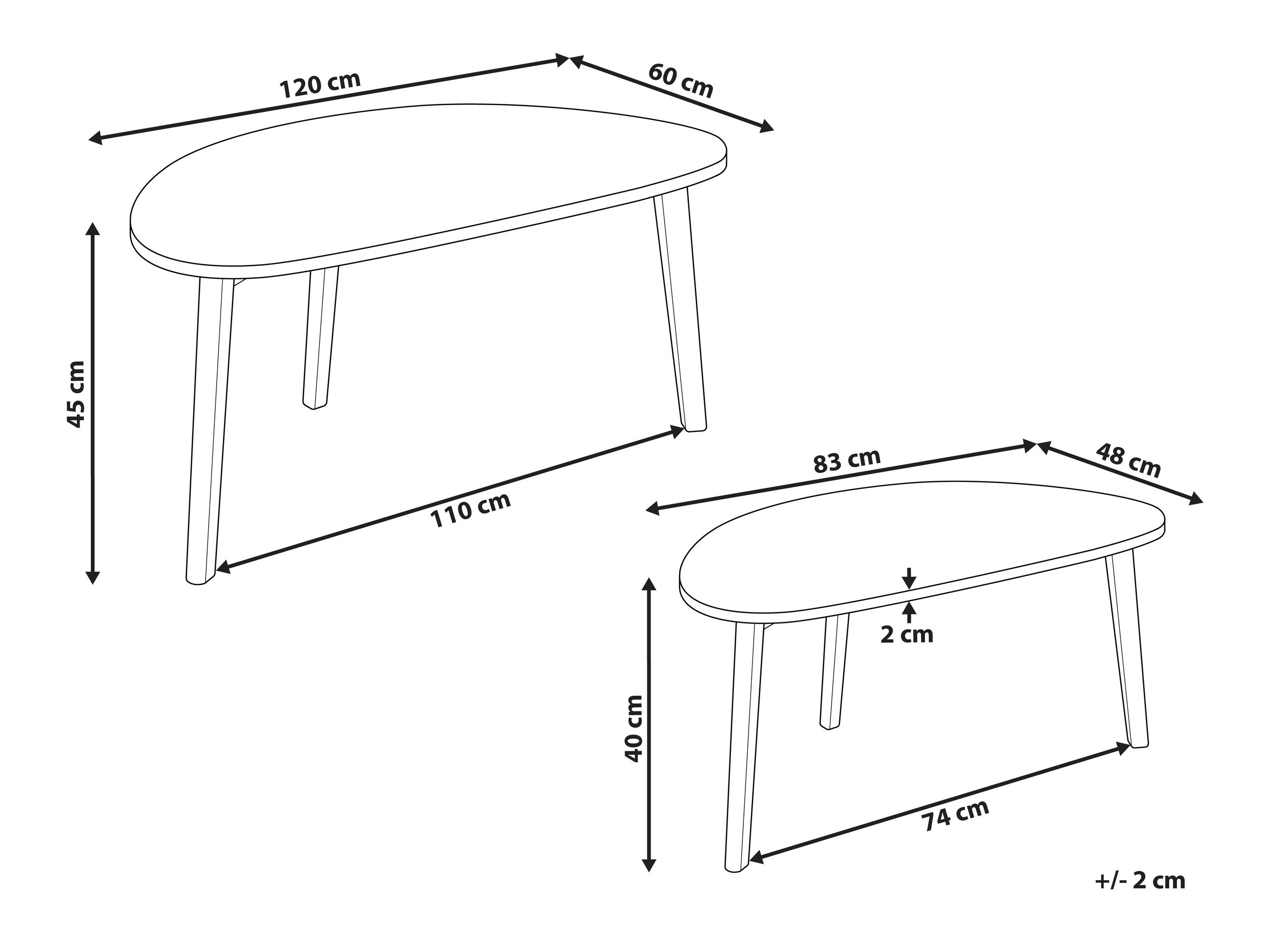 Komplet klubskih mizic Berwyn 2700