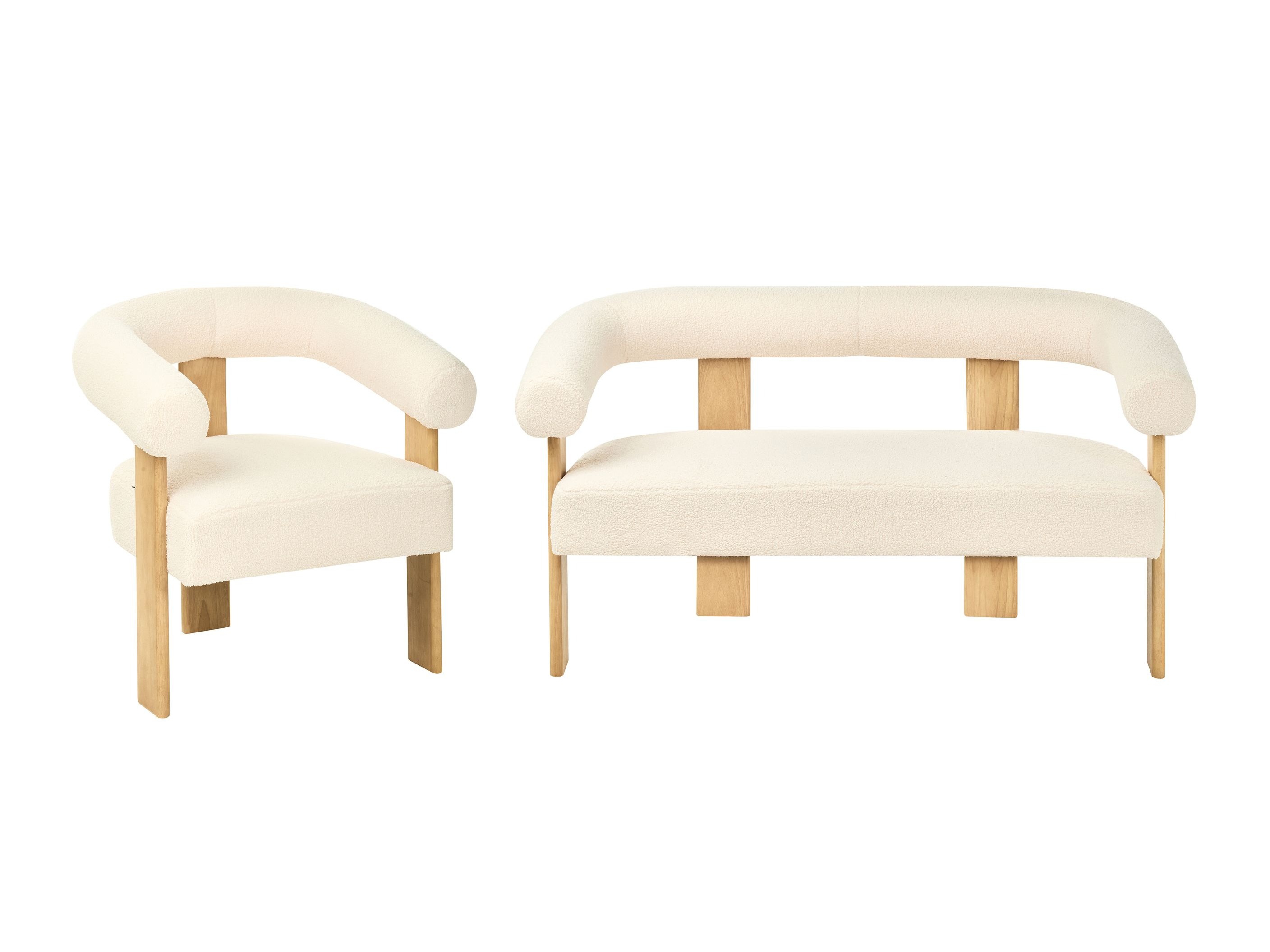 Komplet oblazinjenega pohištva Berwyn 2710 (Bela + Svetel les)