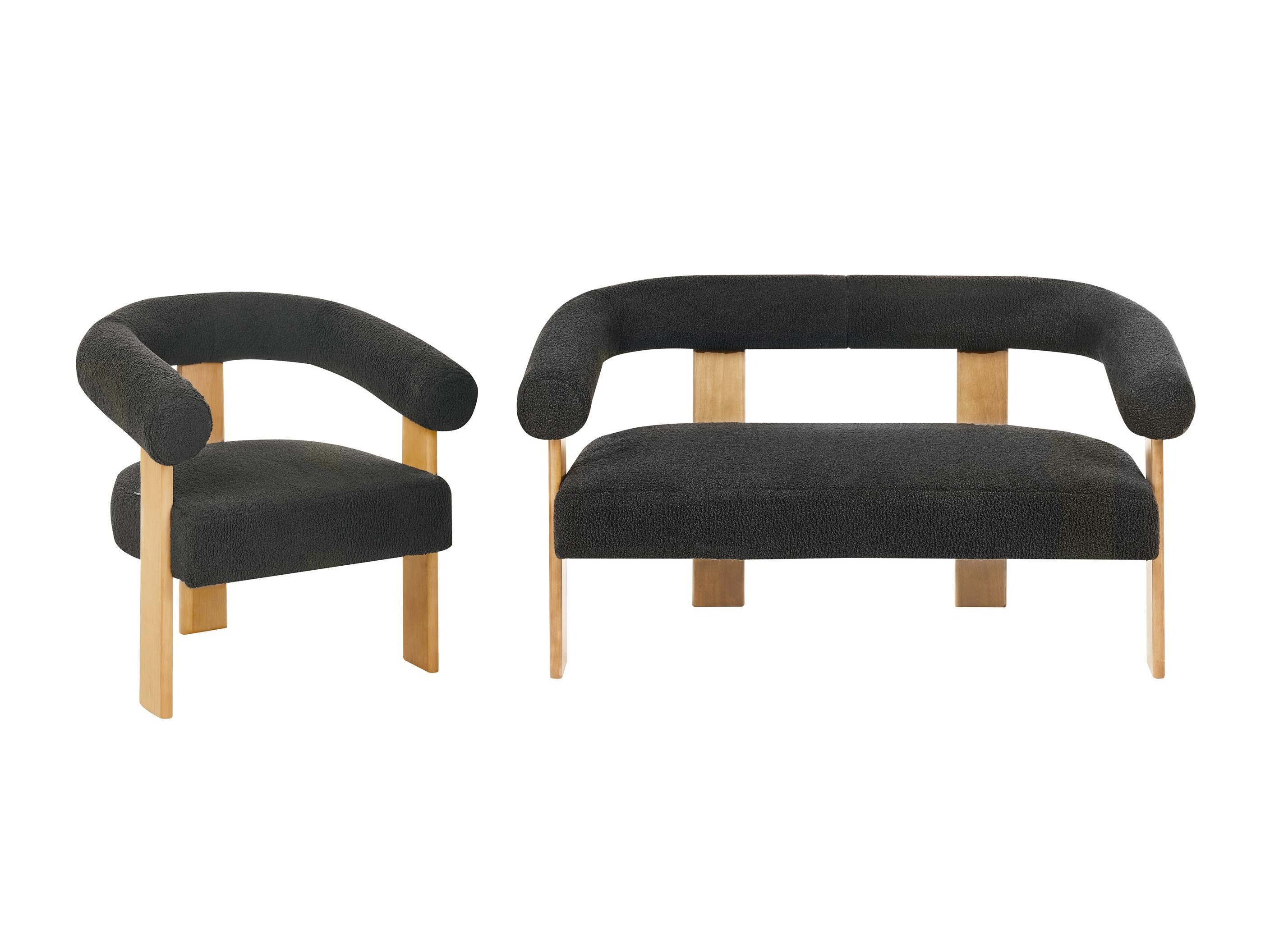 Komplet oblazinjenega pohištva Berwyn 2710 (Črna + Svetel les)