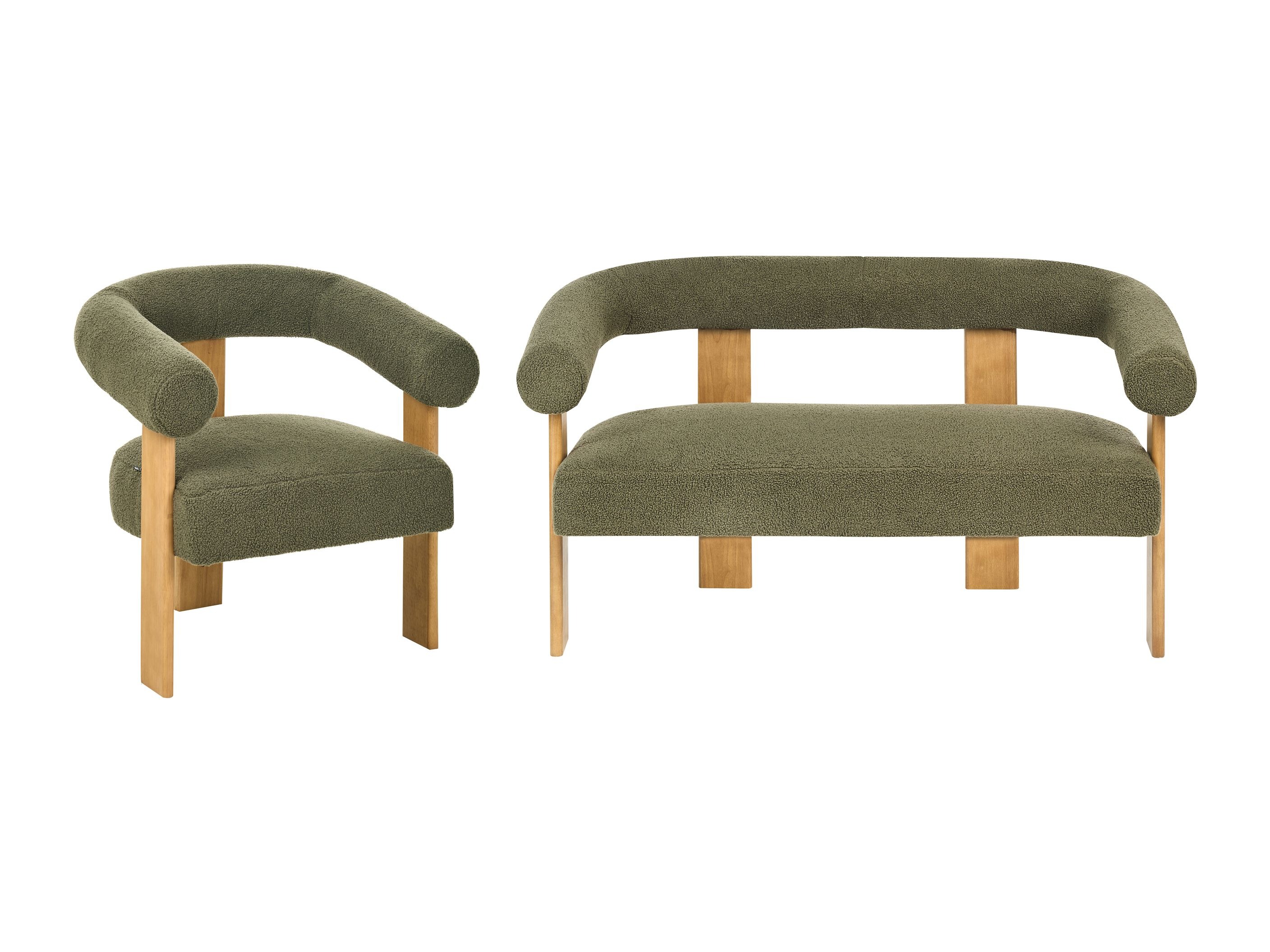 Komplet oblazinjenega pohištva Berwyn 2710 (Zelena + Svetel les)