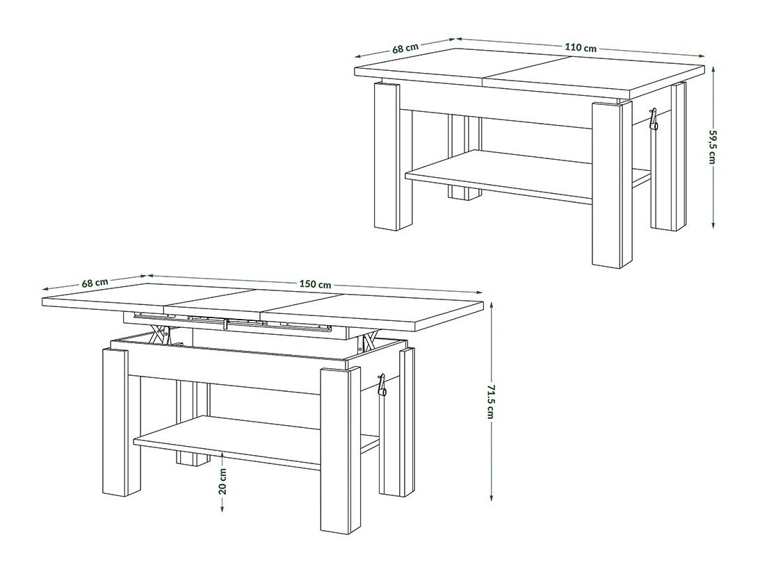 Raztegljiva klubska mizica Glendale 100 (Craft zlati hrast)