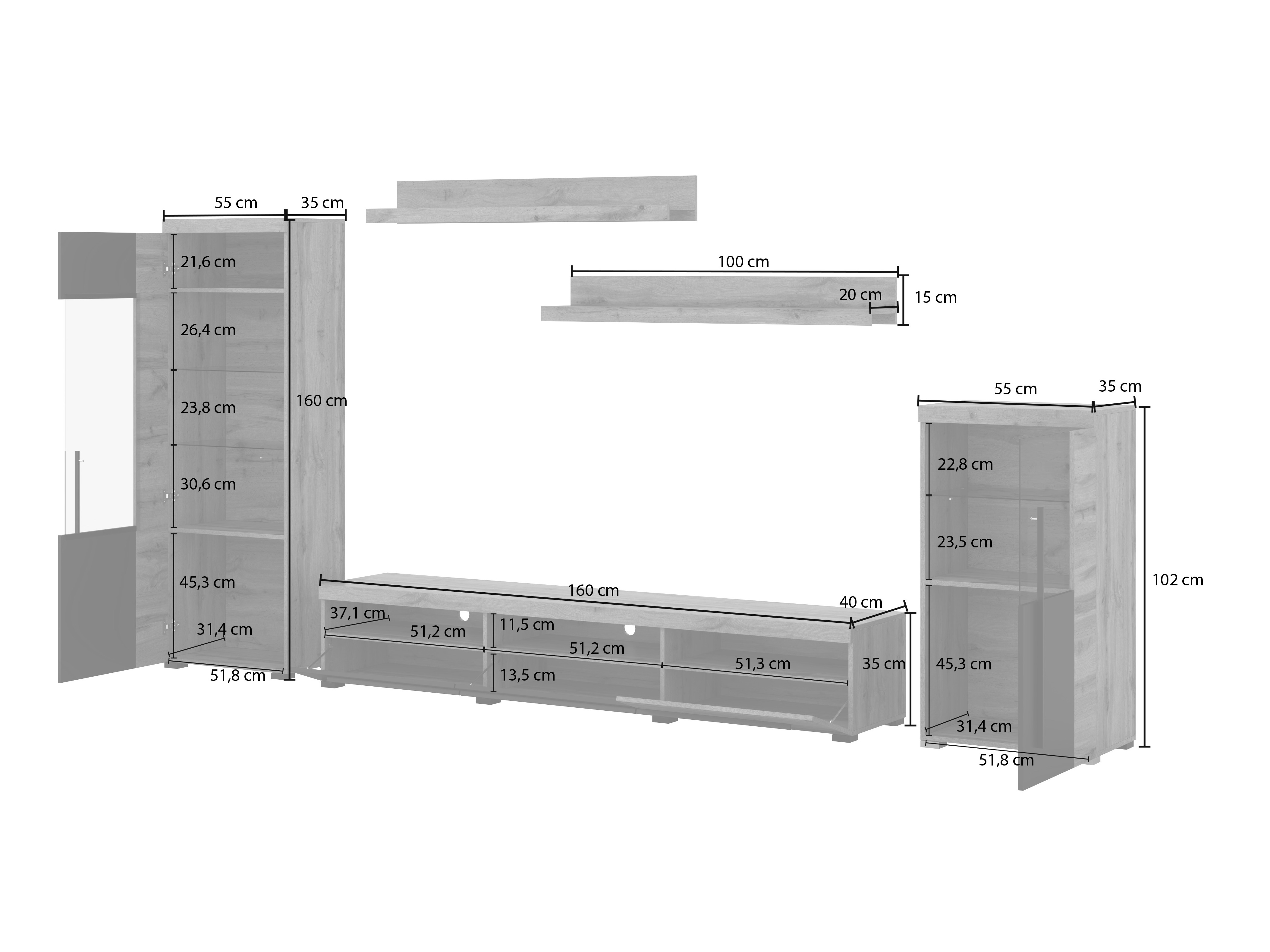 Komplet za dnevno sobo Sorciro 103 (Oreh + Temen hrast)