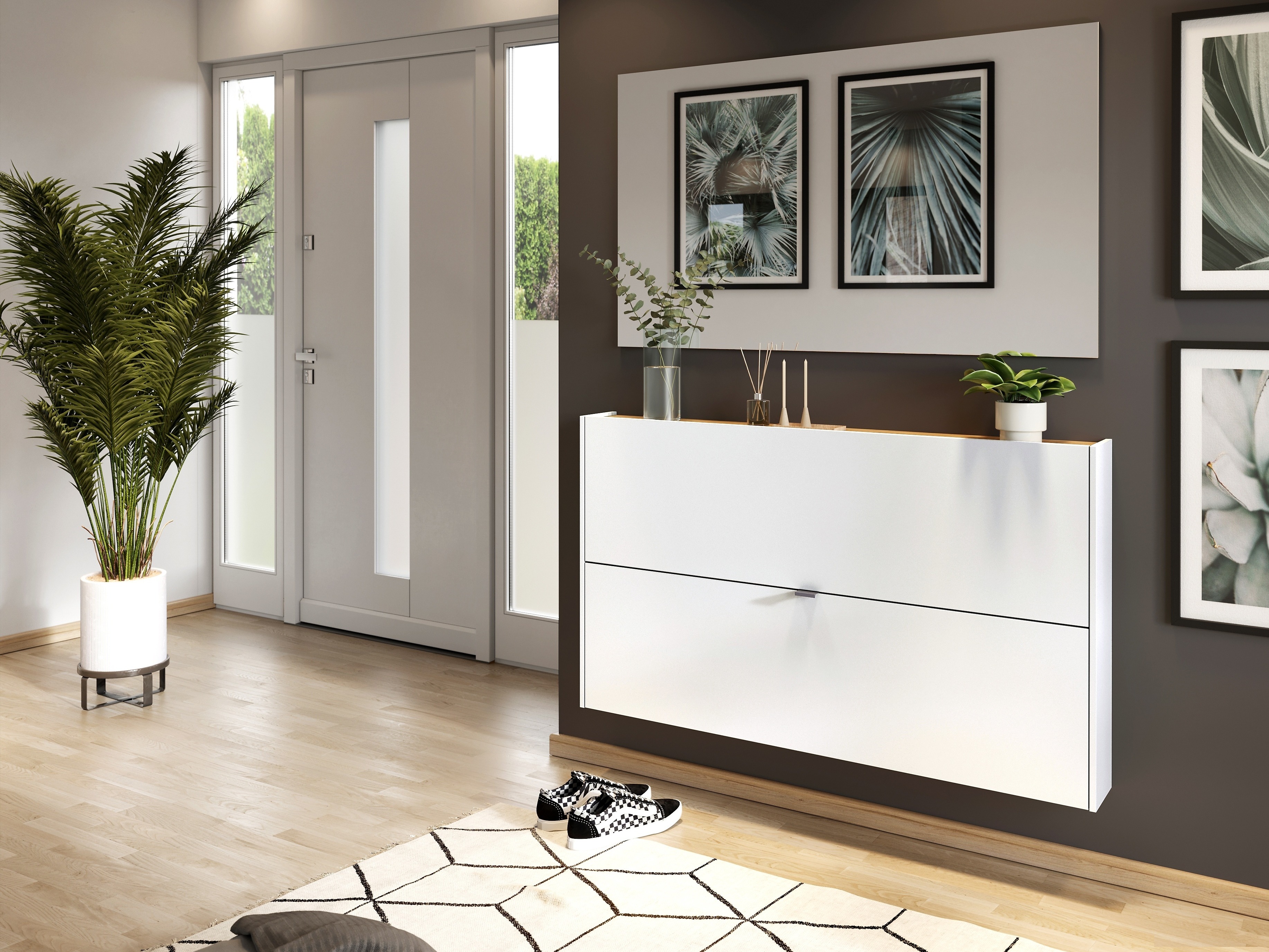 Omarica za čevlje Cirsale 108 (Bela + Navarra hrast)