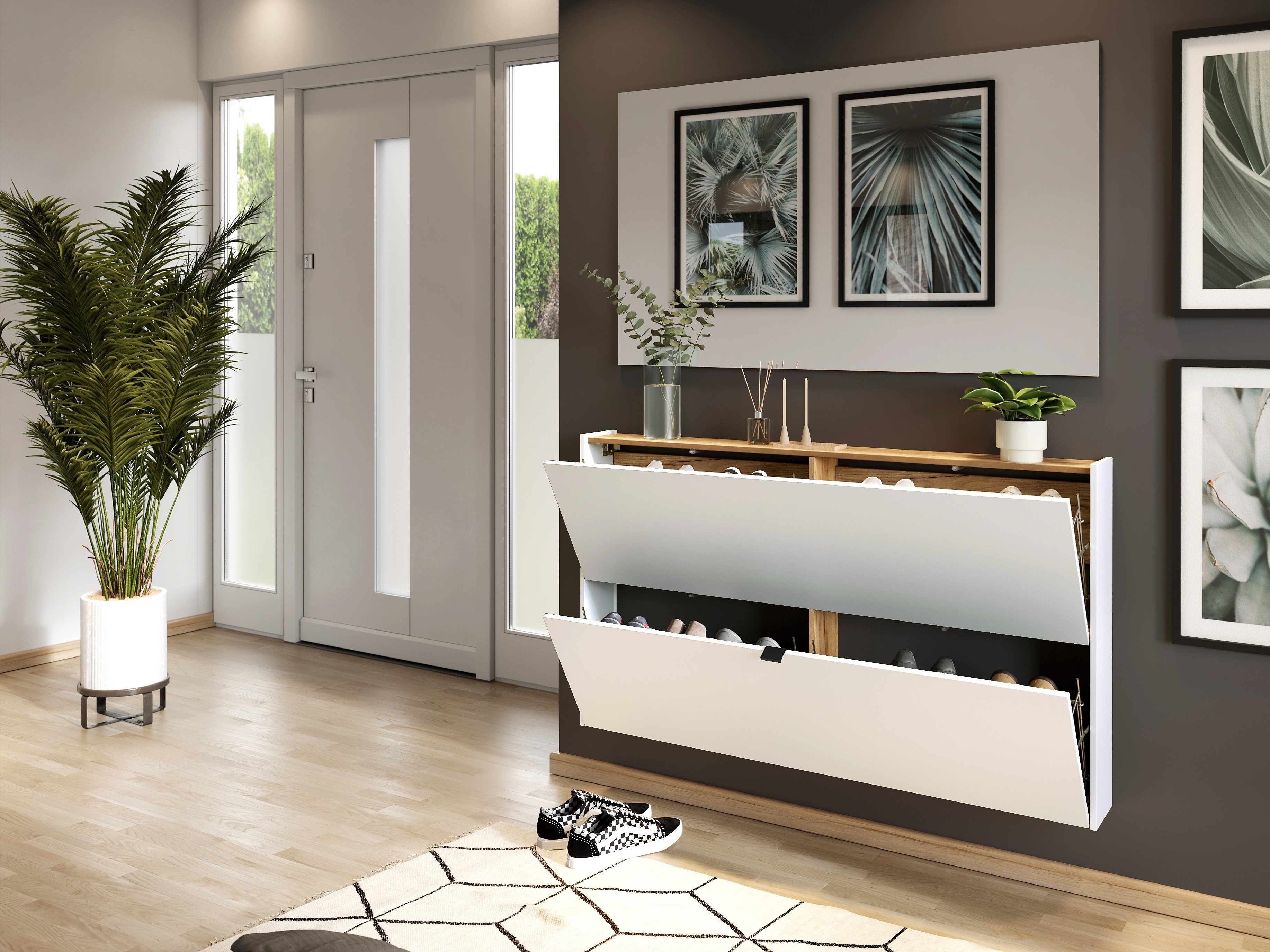 Omarica za čevlje Cirsale 108 (Bela + Navarra hrast)