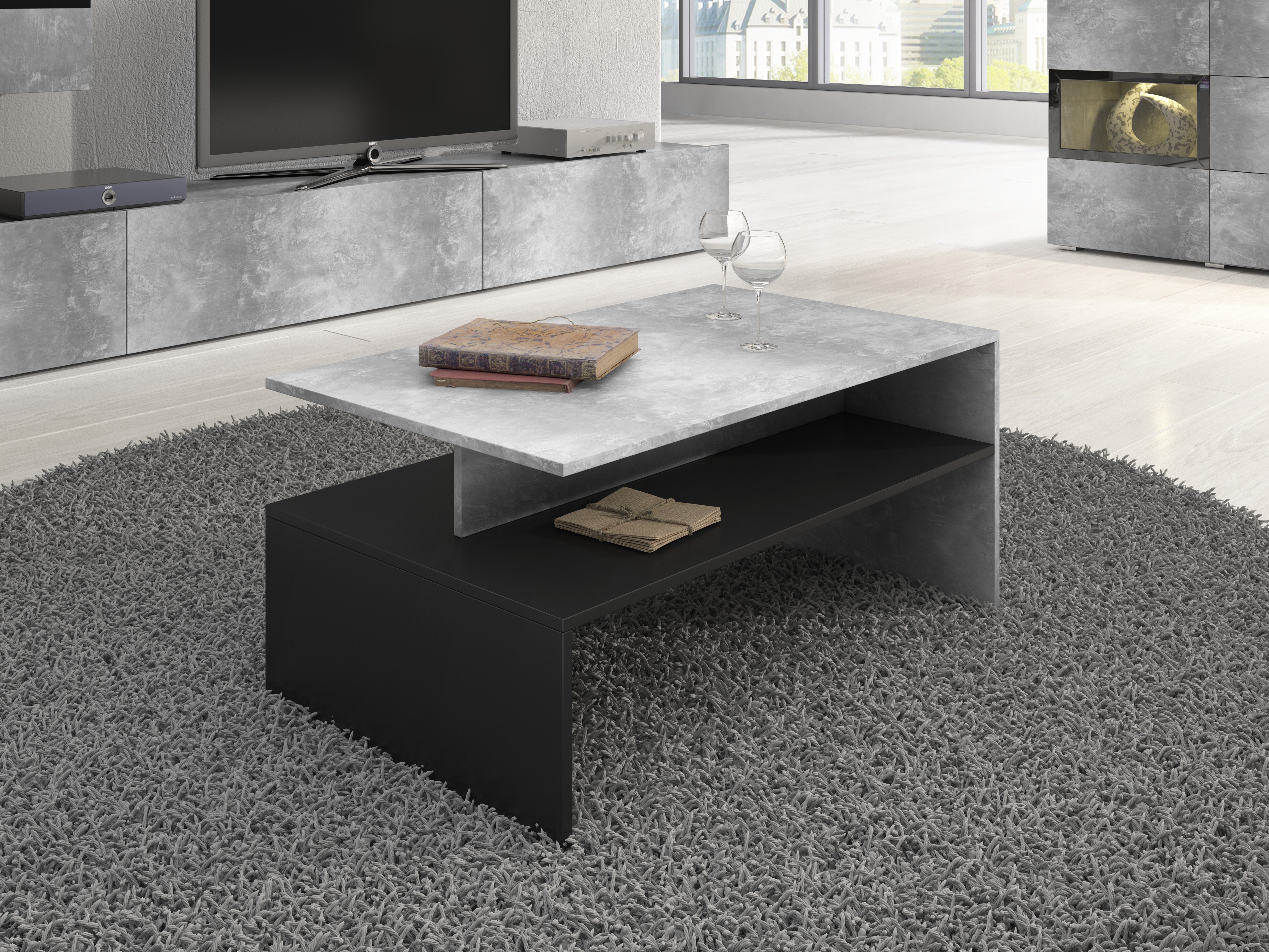 Klubska mizica Serodeu 103 (Beton + Črna)