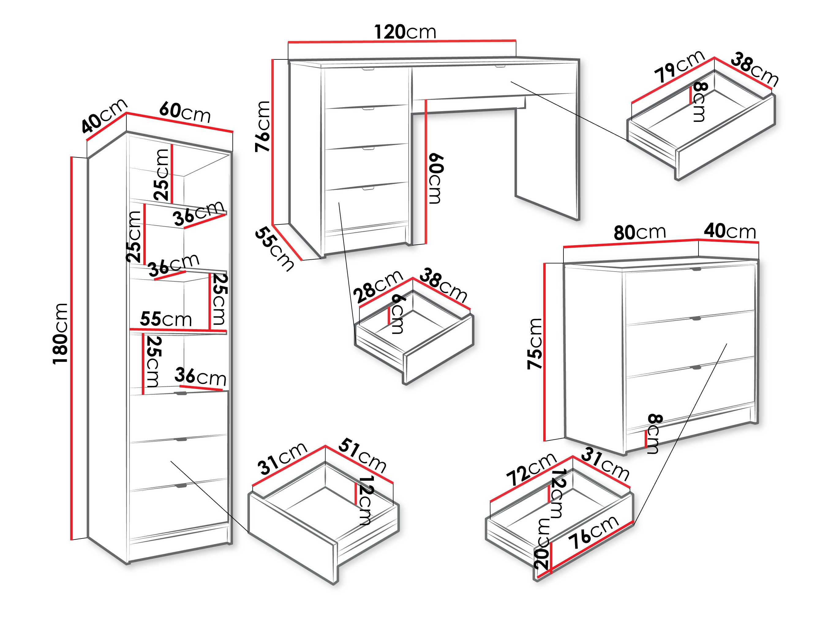 Komplet za domačo pisarno Comfivo Papilio V (Bela)