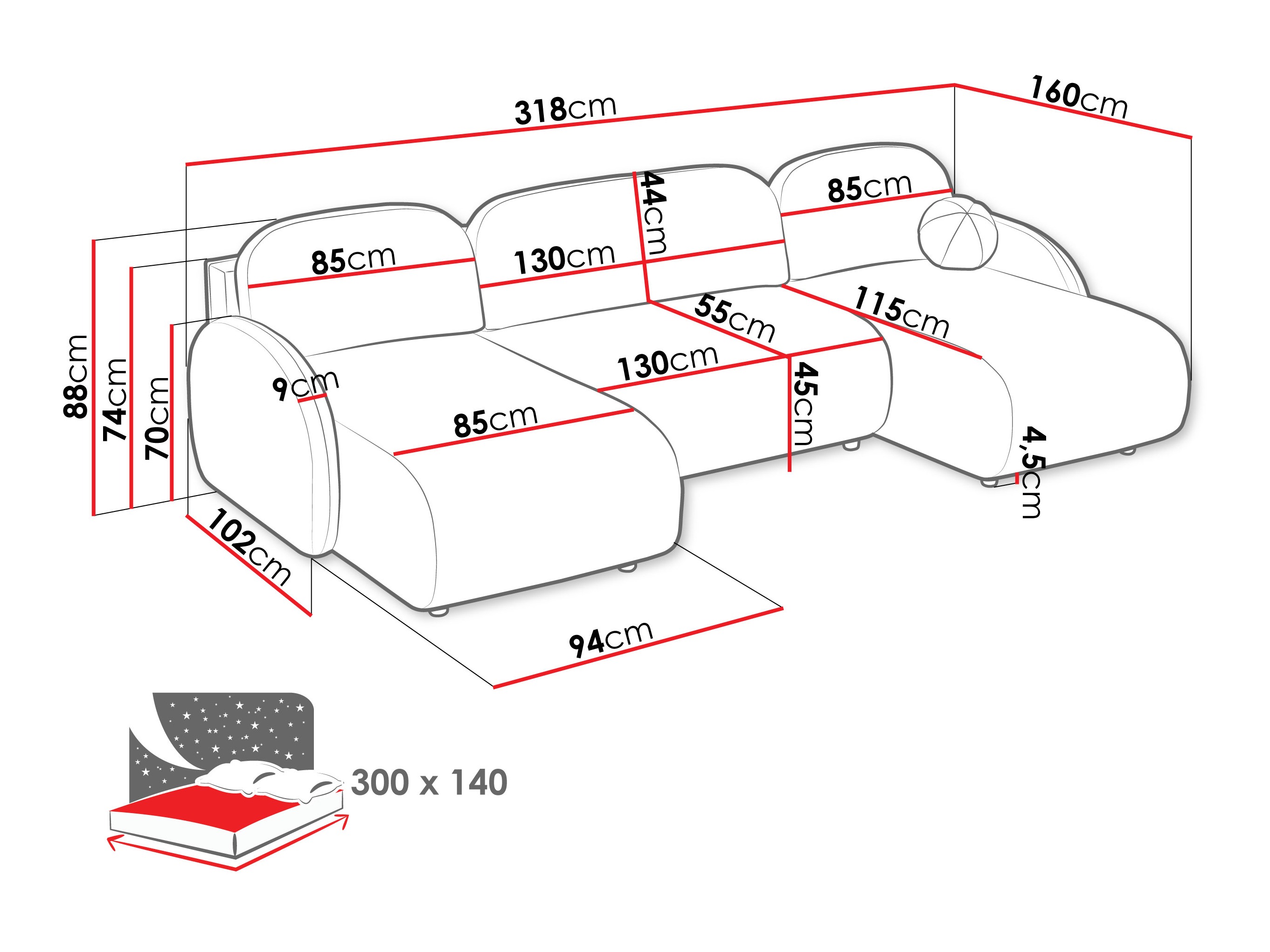 Kotna garnitura Columbus 250 (Sereno 681)