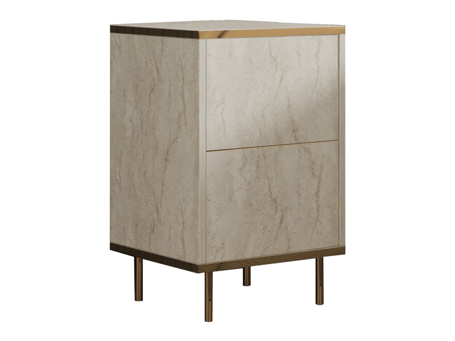 Nočna omarica Kailua 2575 (Svetla Travertine + Zlata)