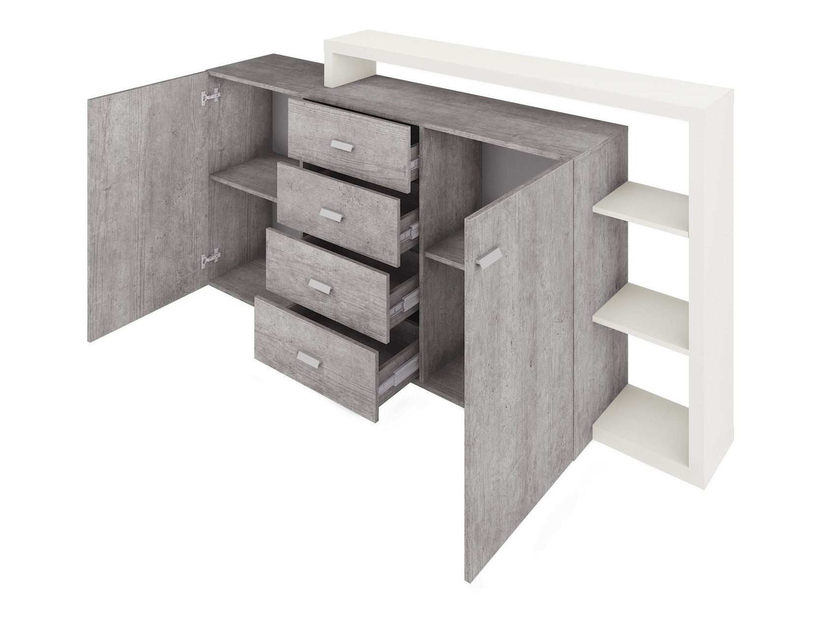 Komoda Lutiva 106 (Bela + Beton)