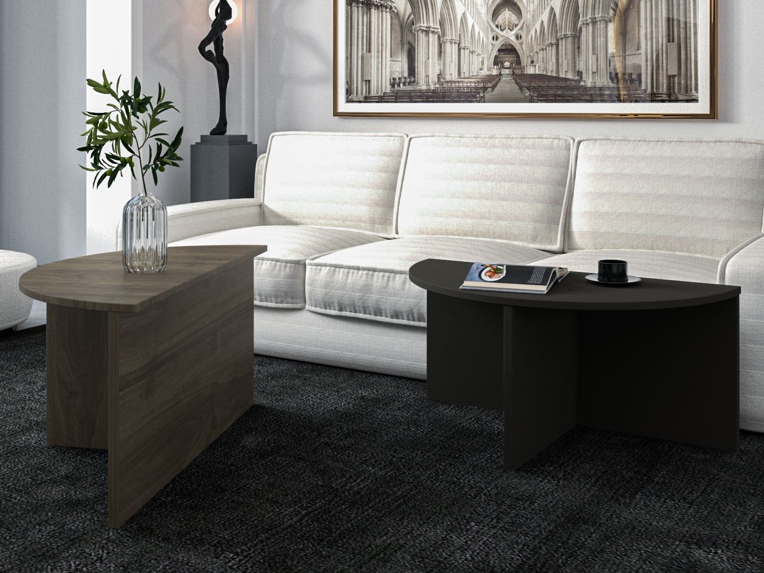 Komplet klubskih mizic Kailua 2581 (Antracit + Oreh)