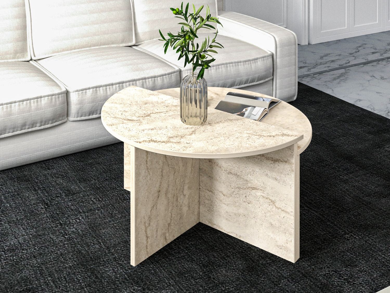 Komplet klubskih mizic Kailua 2581 (Svetla Travertine)