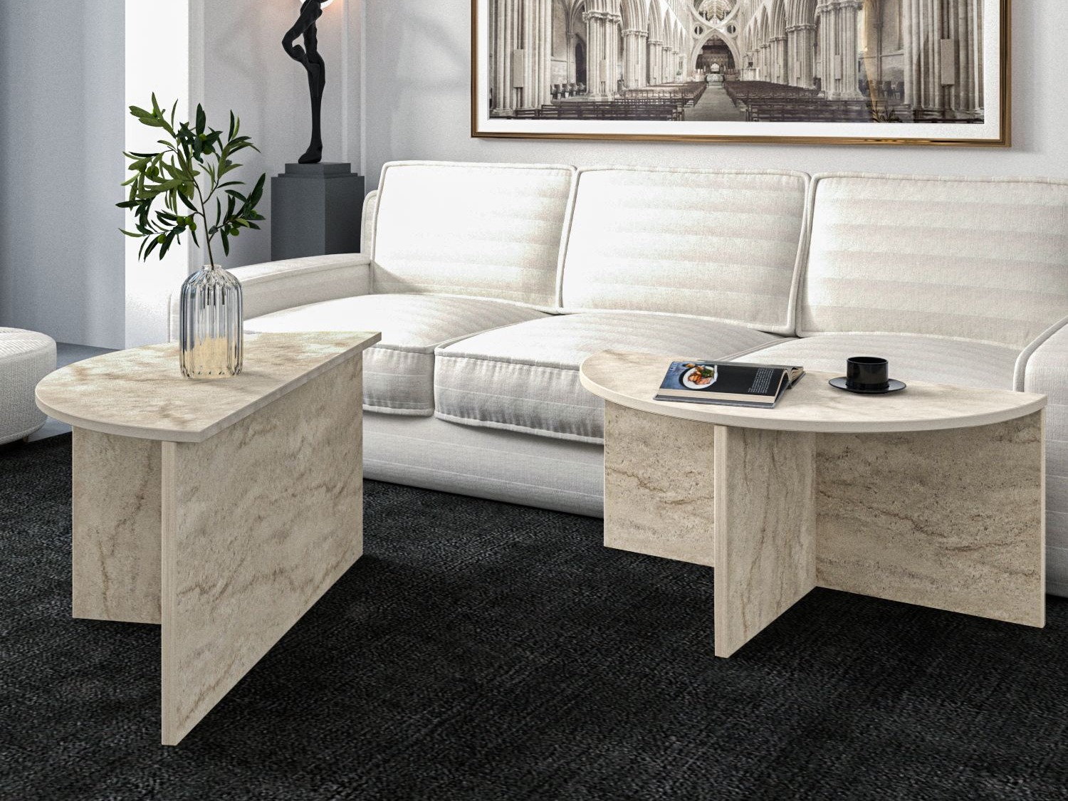 Komplet klubskih mizic Kailua 2581 (Svetla Travertine)