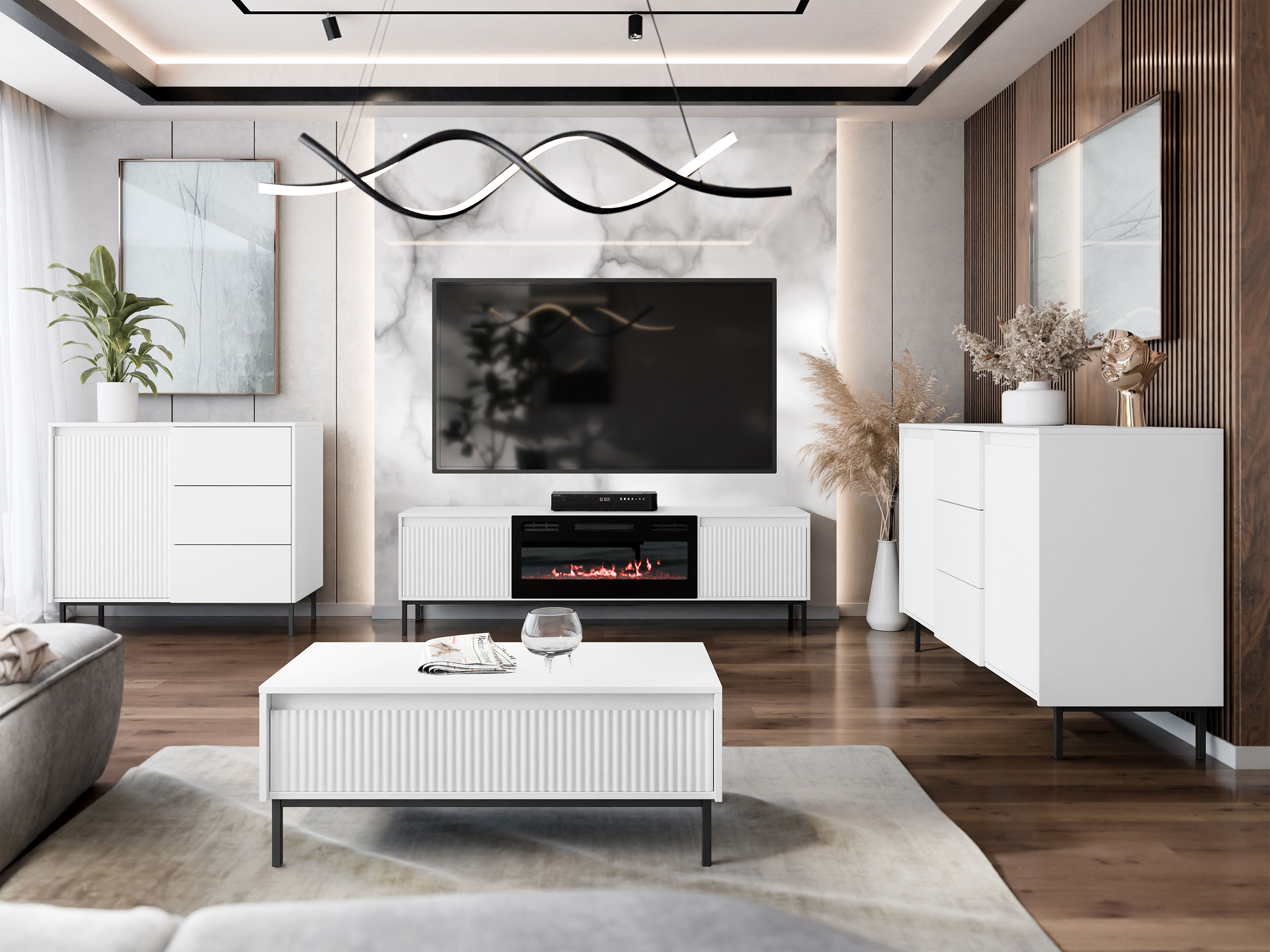 Komplet za dnevno sobo Comfivo Delruva 109 (Bela)