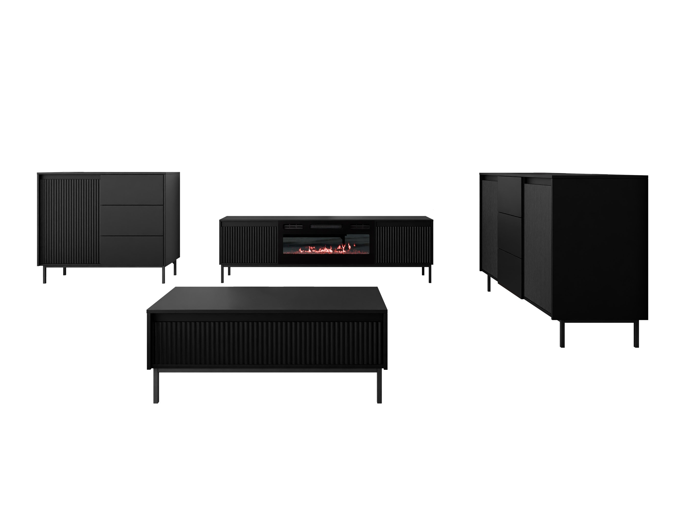 Komplet za dnevno sobo Comfivo Delruva 109 (Črna)