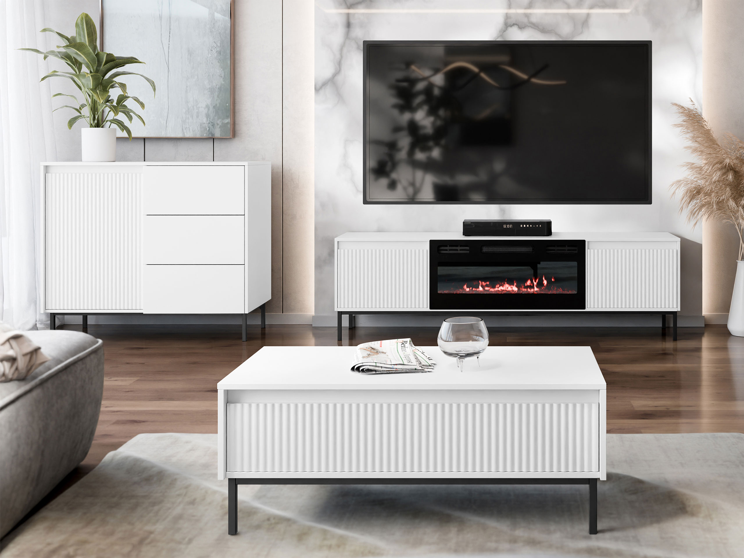 Komplet za dnevno sobo Comfivo Delruva 110 (Bela)