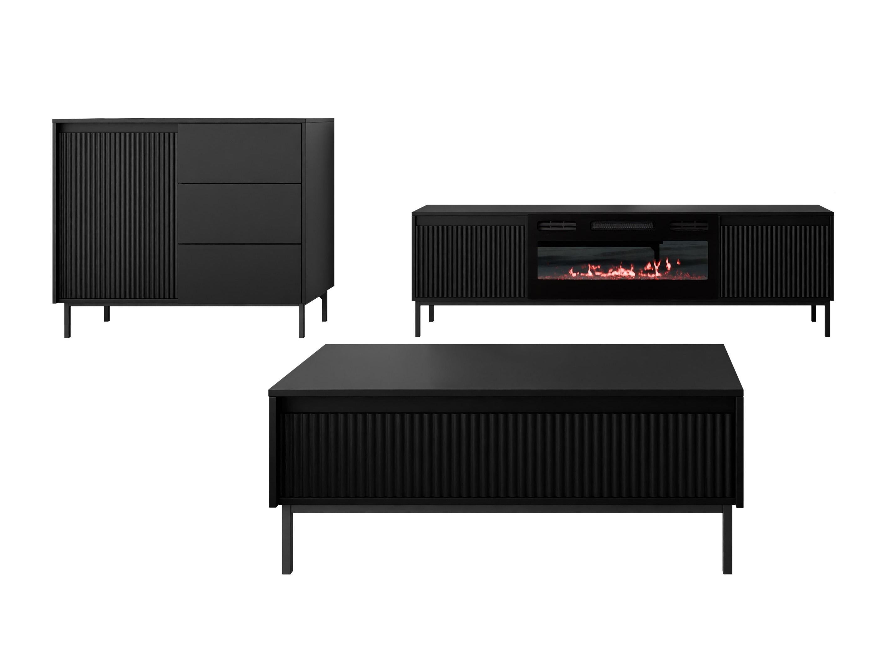 Komplet za dnevno sobo Comfivo Delruva 110 (Črna)