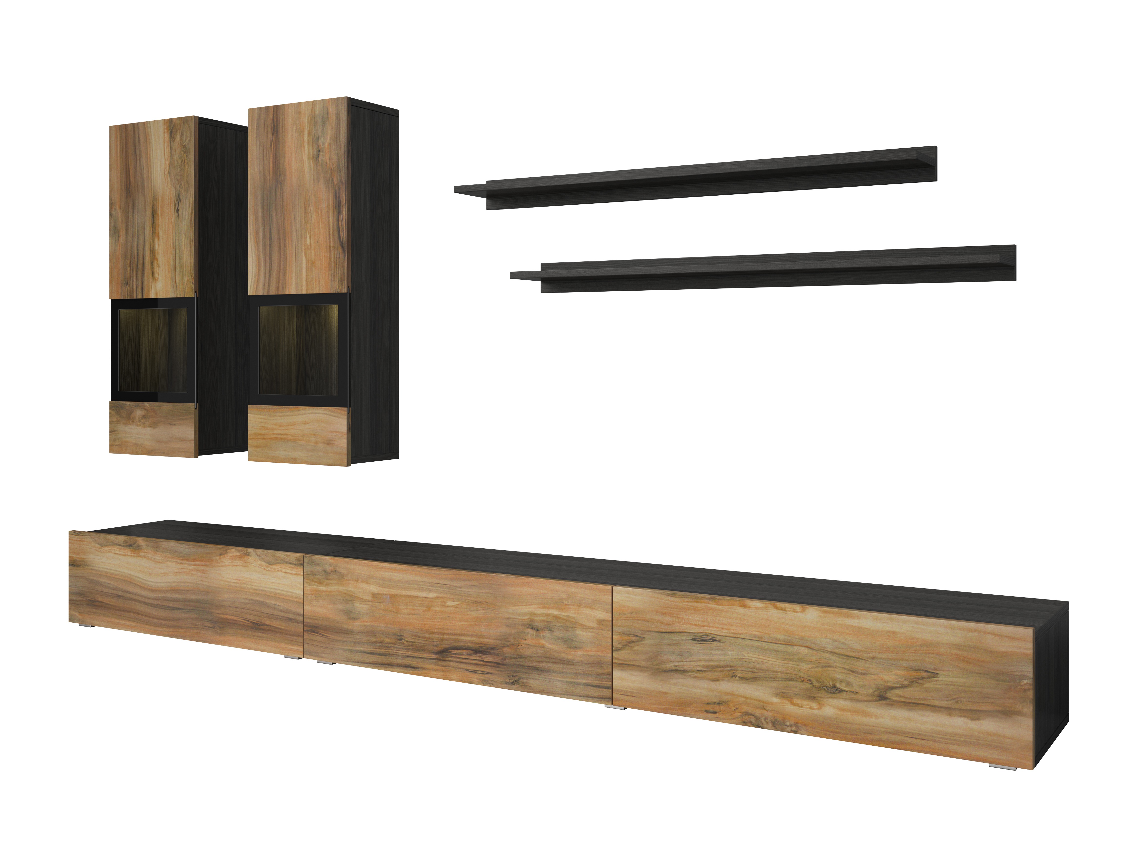 Komplet za dnevno sobo Serodeu 100 (Oreh + Temno rjava)