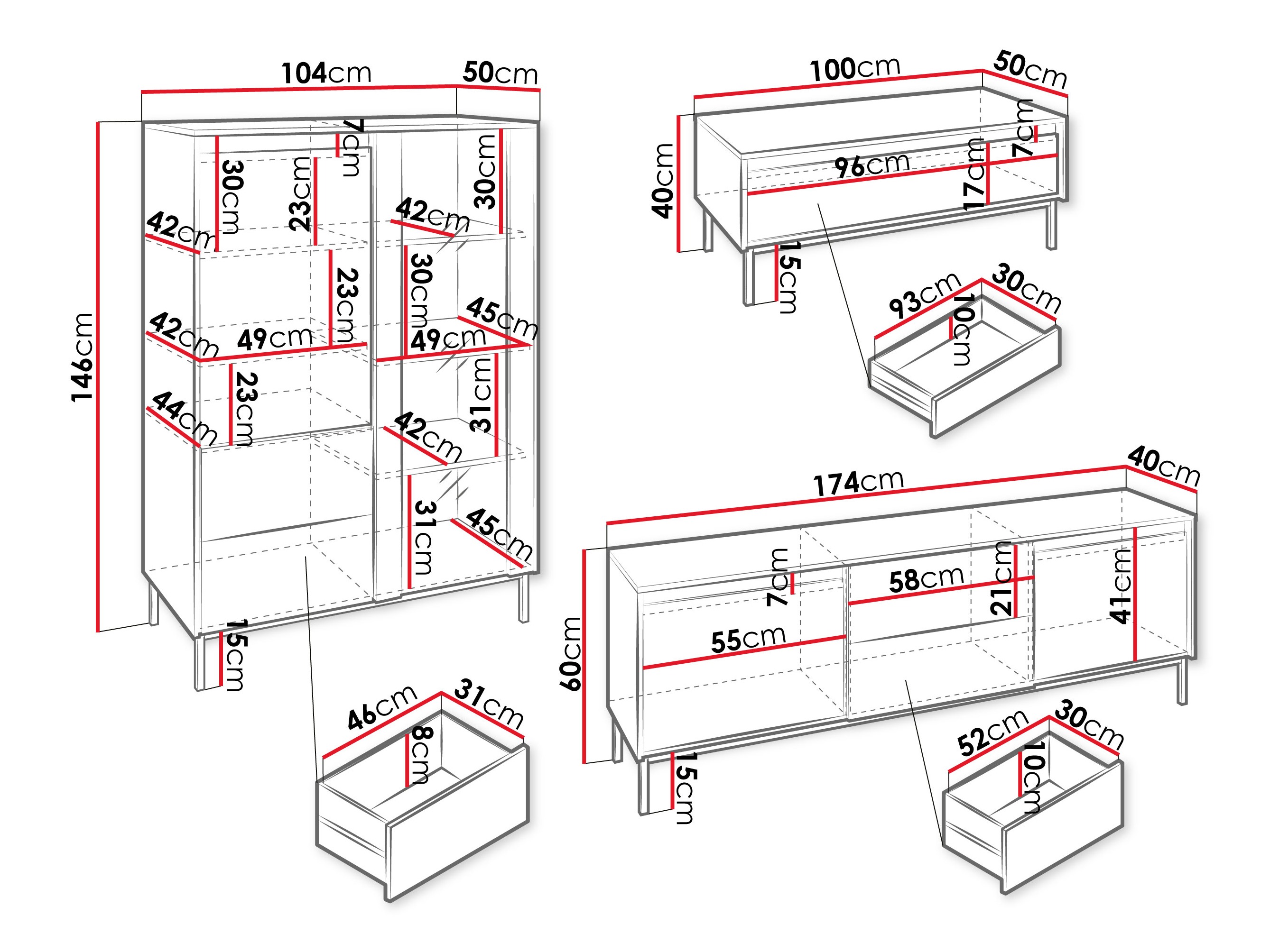 Komplet za dnevno sobo Comfivo Delruva V (Bela)
