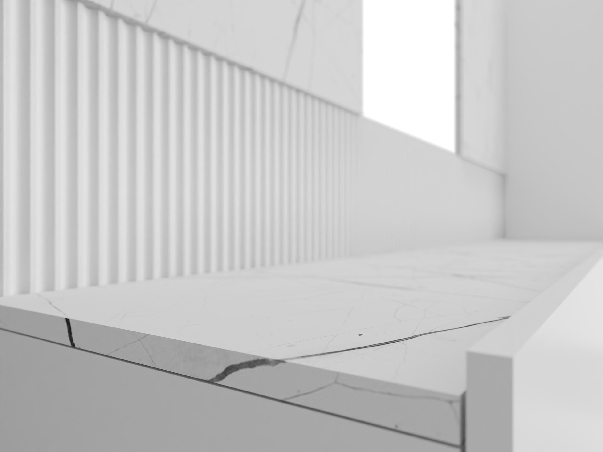 Komplet za dnevno sobo Comfivo 452 (Bela + Beli marmor)