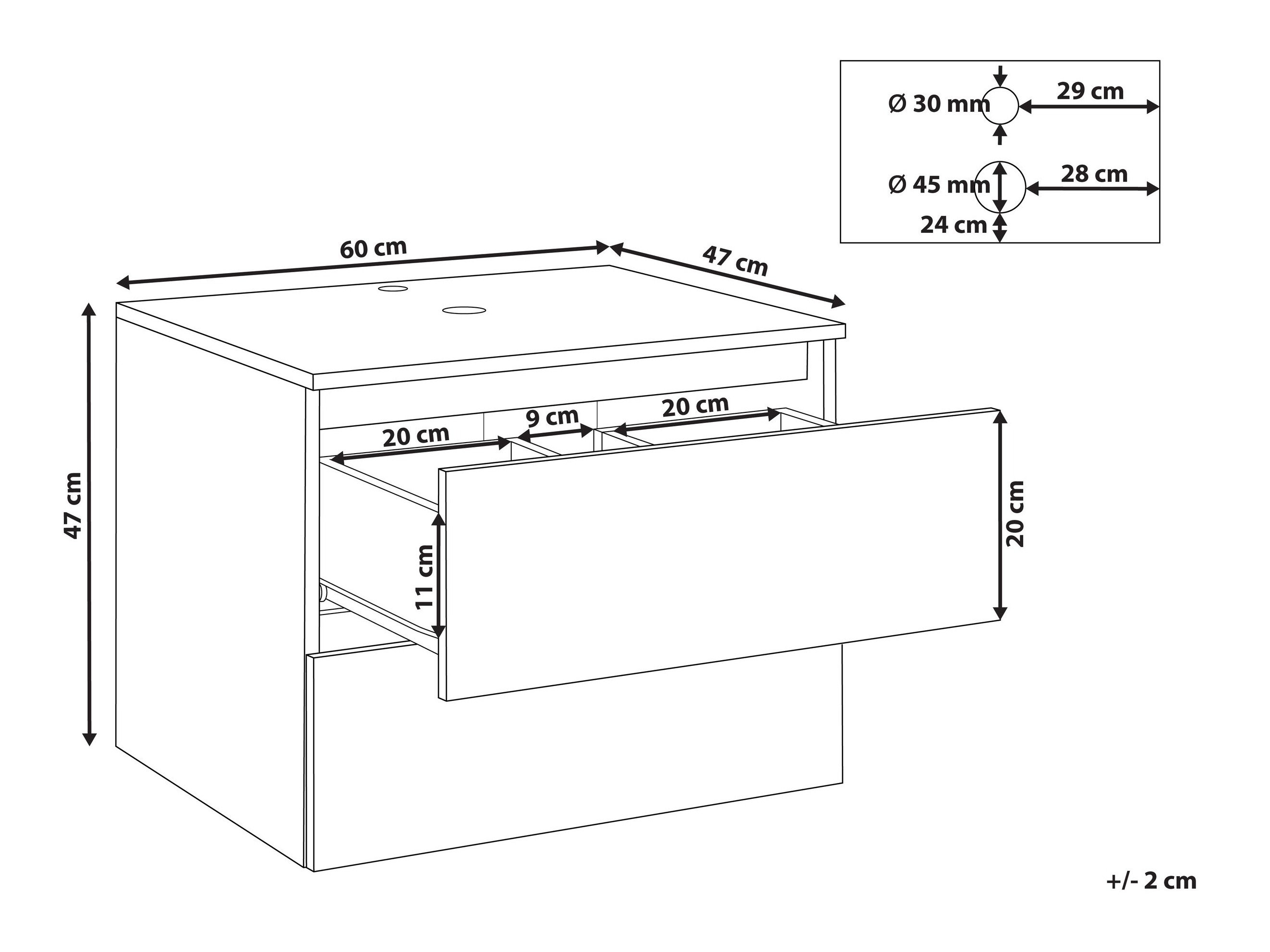 Viseča kopalniška omarica za umivalnik Berwyn 2719 (Bela)