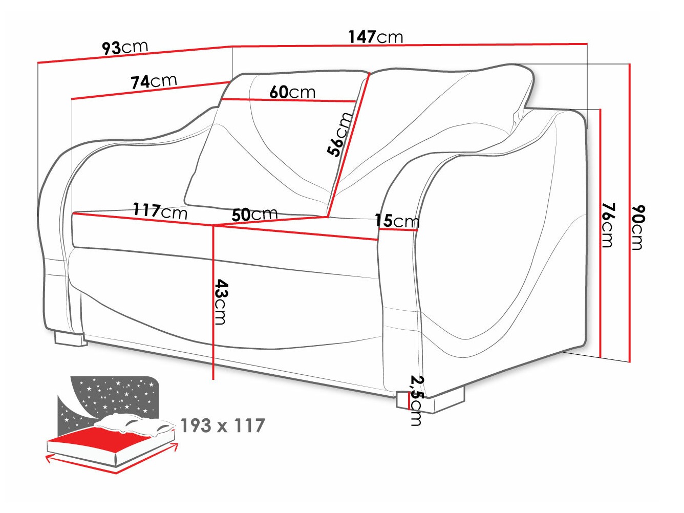 Raztegljiv kavč Decatur 102 (Rombix 017 + Lawa 17)