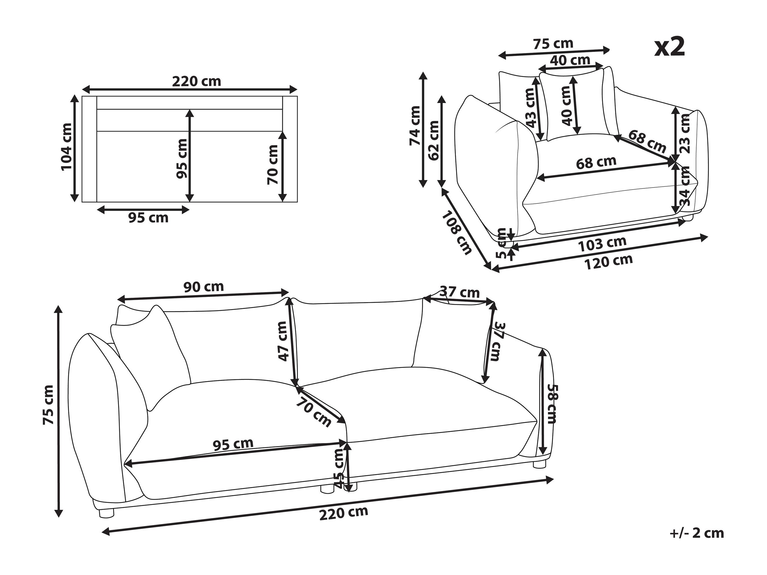 Komplet oblazinjenega pohištva Berwyn 2724 (Oranžna)