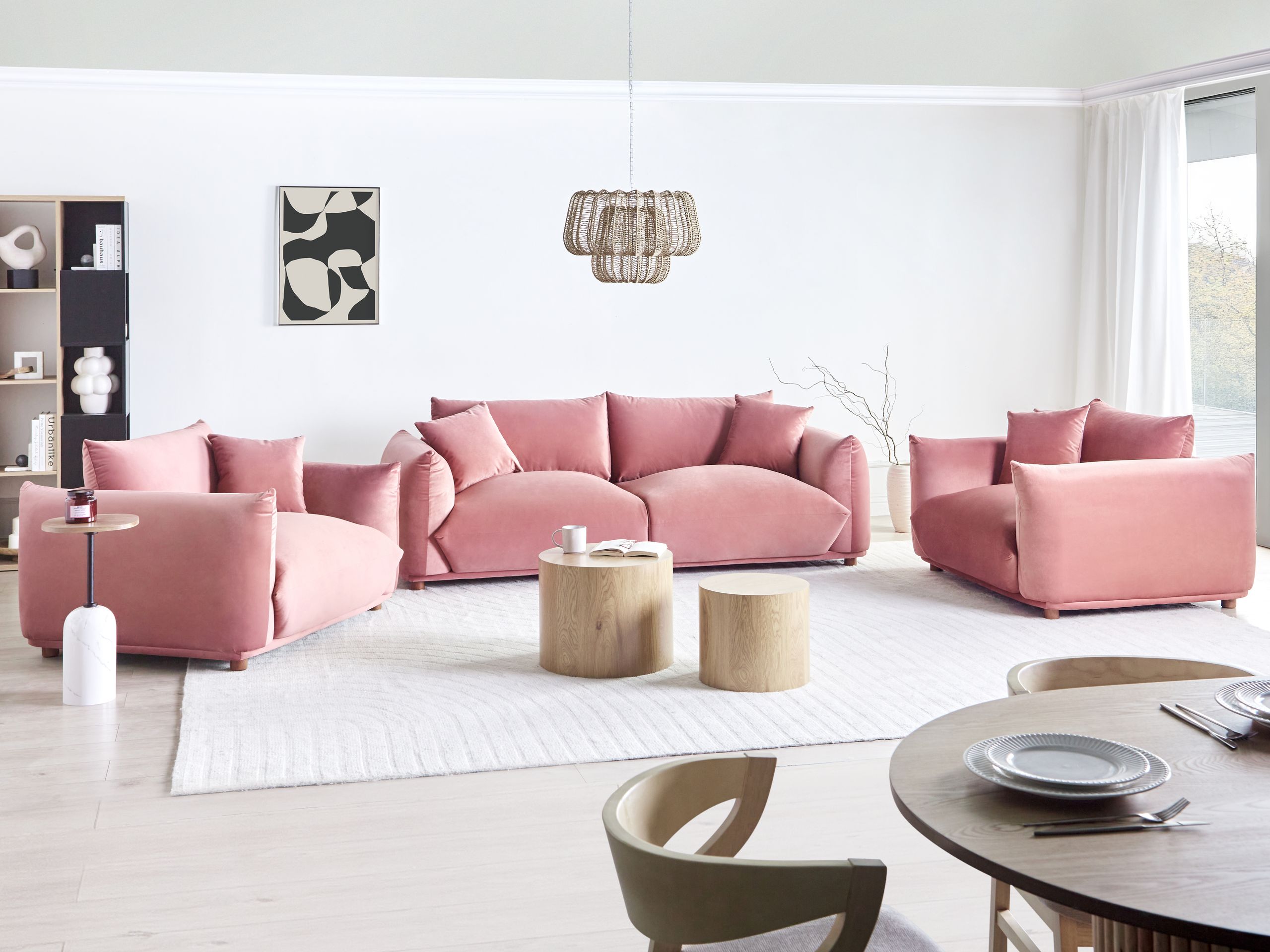 Komplet oblazinjenega pohištva Berwyn 2724 (Roza)