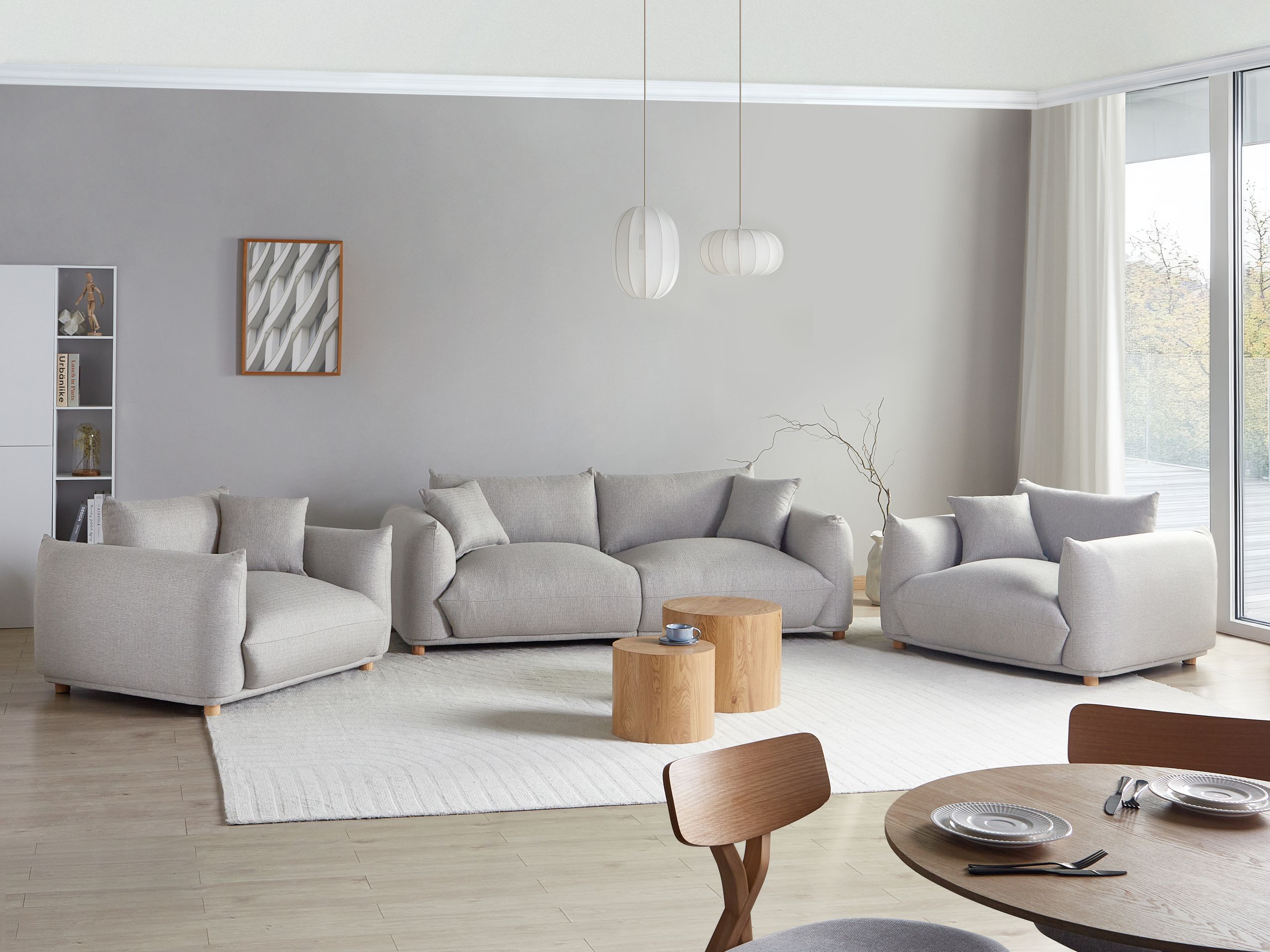 Komplet oblazinjenega pohištva Berwyn 2724 (Svetlo siva)