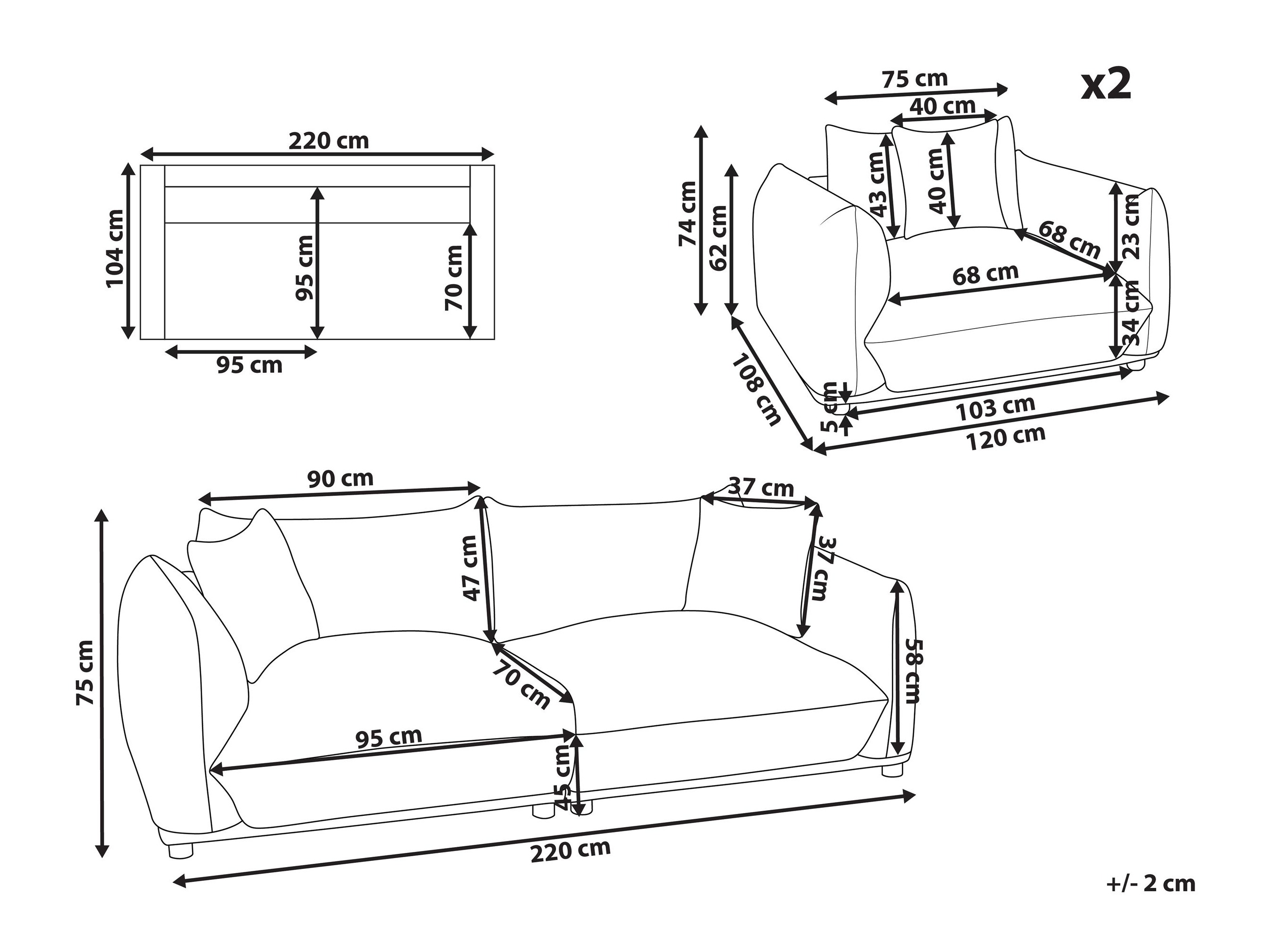 Komplet oblazinjenega pohištva Berwyn 2724 (Svetlo siva)