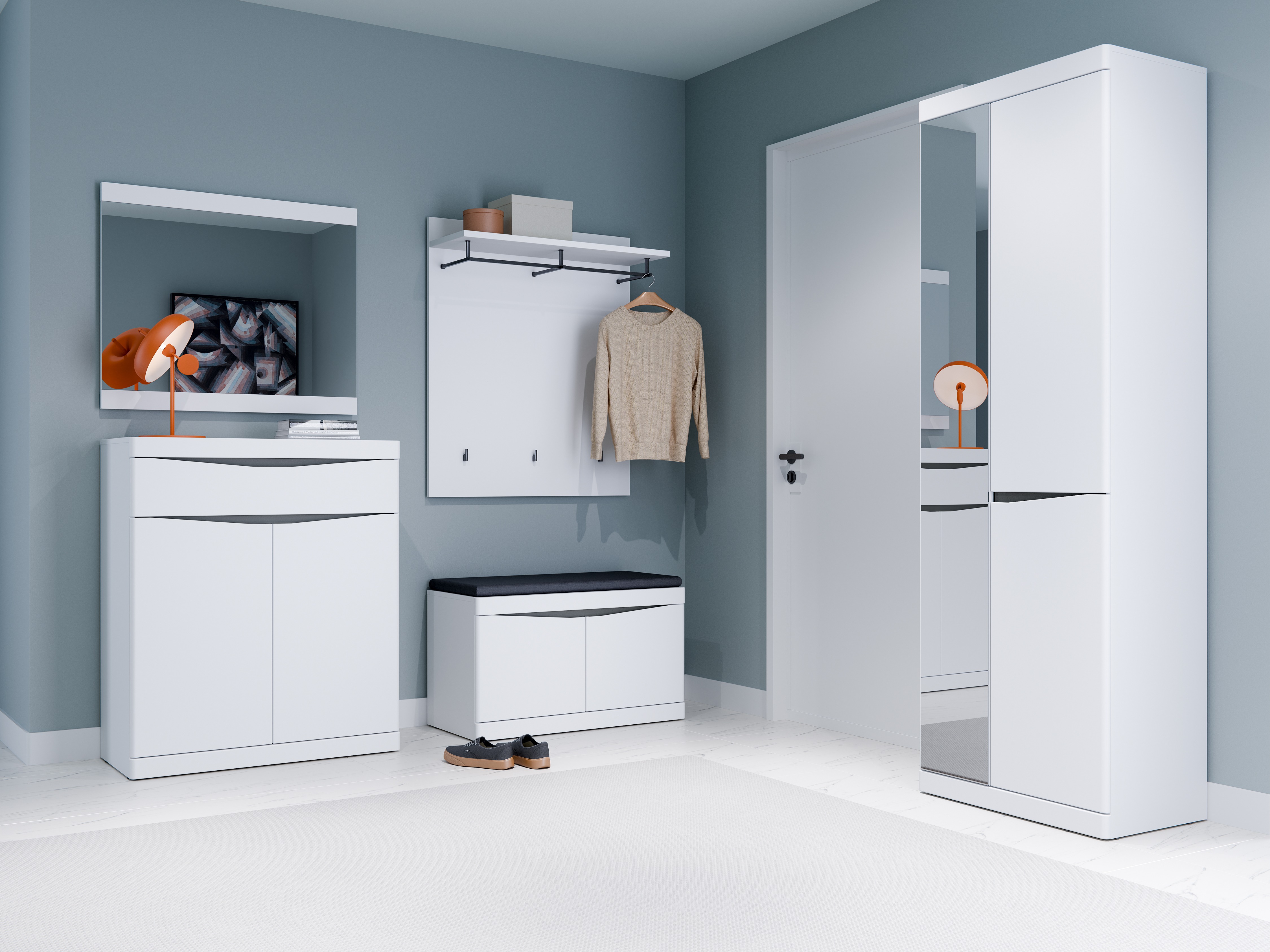 Garderobna omara Venlori 139 (Bela + Grafit)