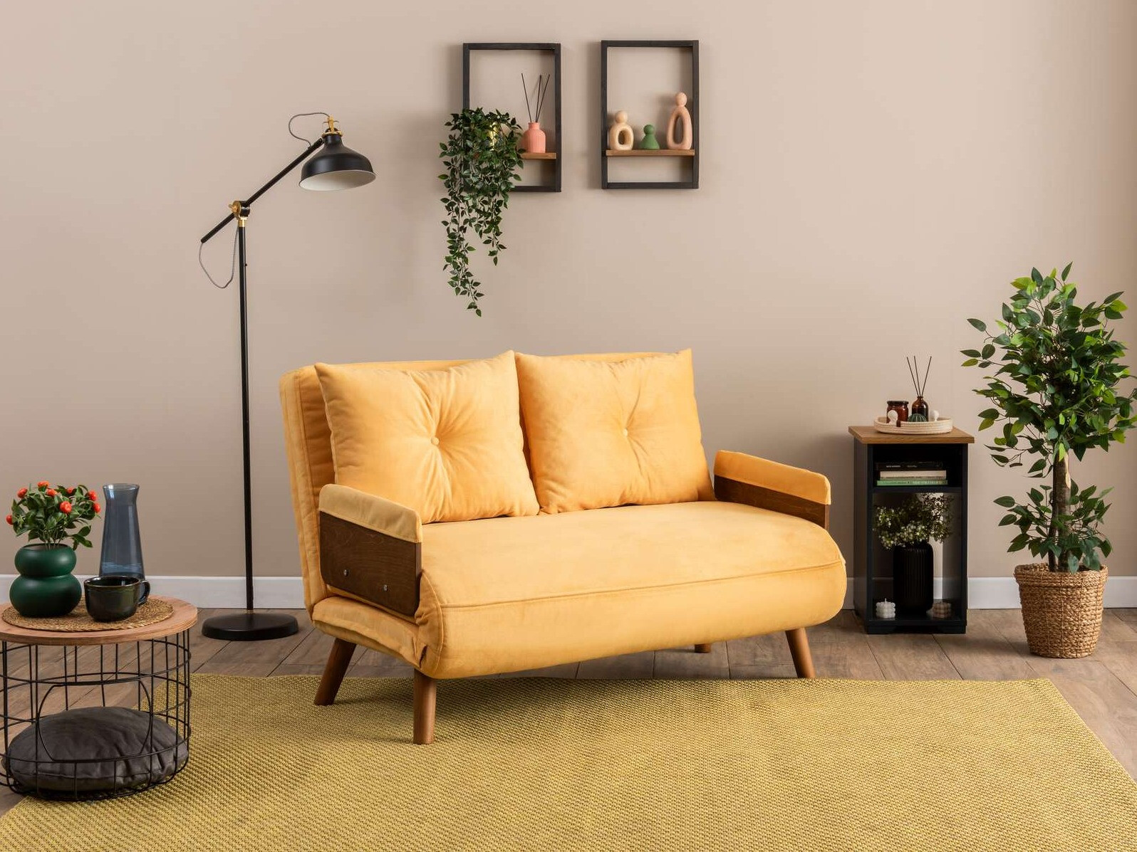 Raztegljiv kavč Altadena 606 (Svetlo rumena)