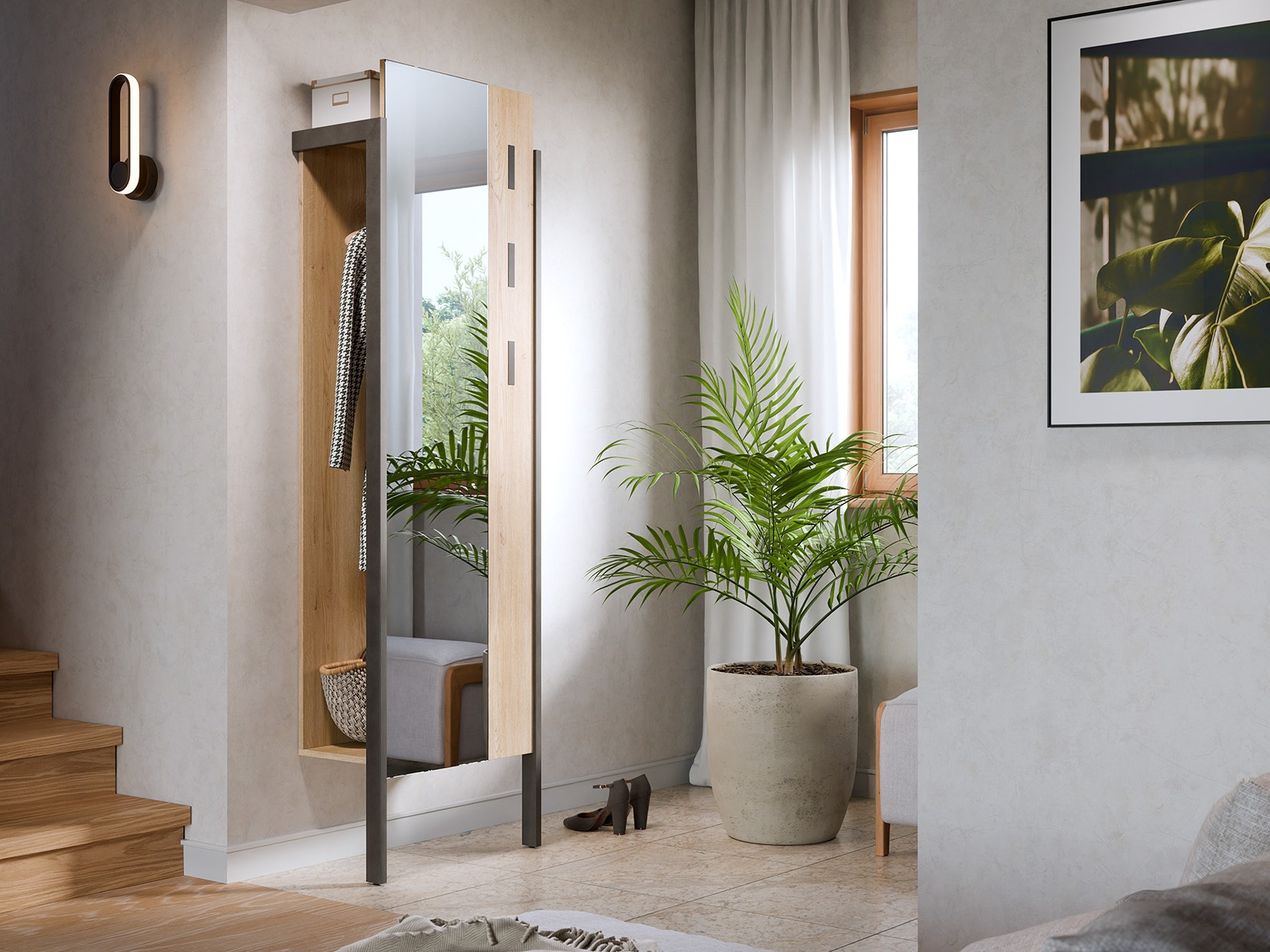 Obešalnik Ontario 147 (Hrast + Matera siva)