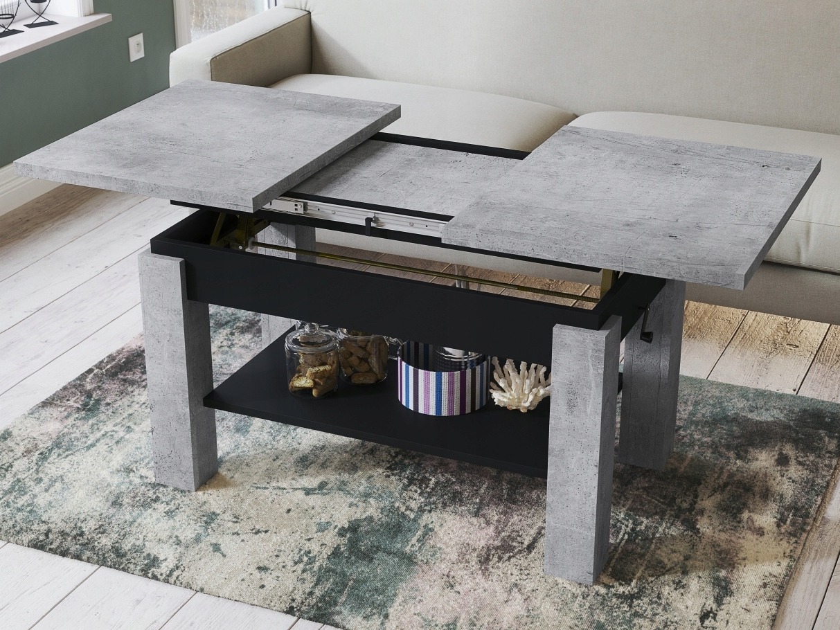 Raztegljiva klubska mizica Glendale 100 (Beton + Črna)